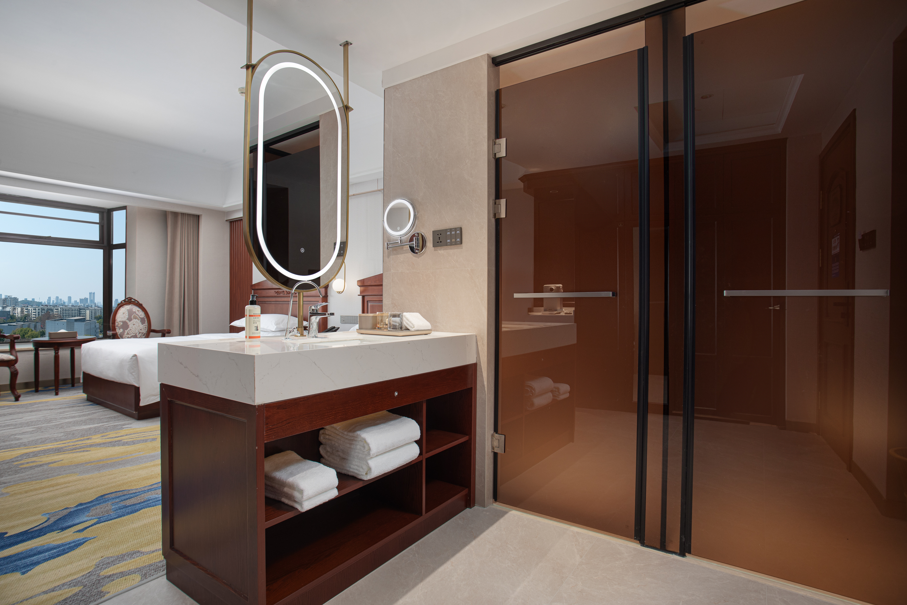 Guest room at the Ramada Plaza by Wyndham Wuhan Dongxi Lake in Wuhan, Other than US/Canada