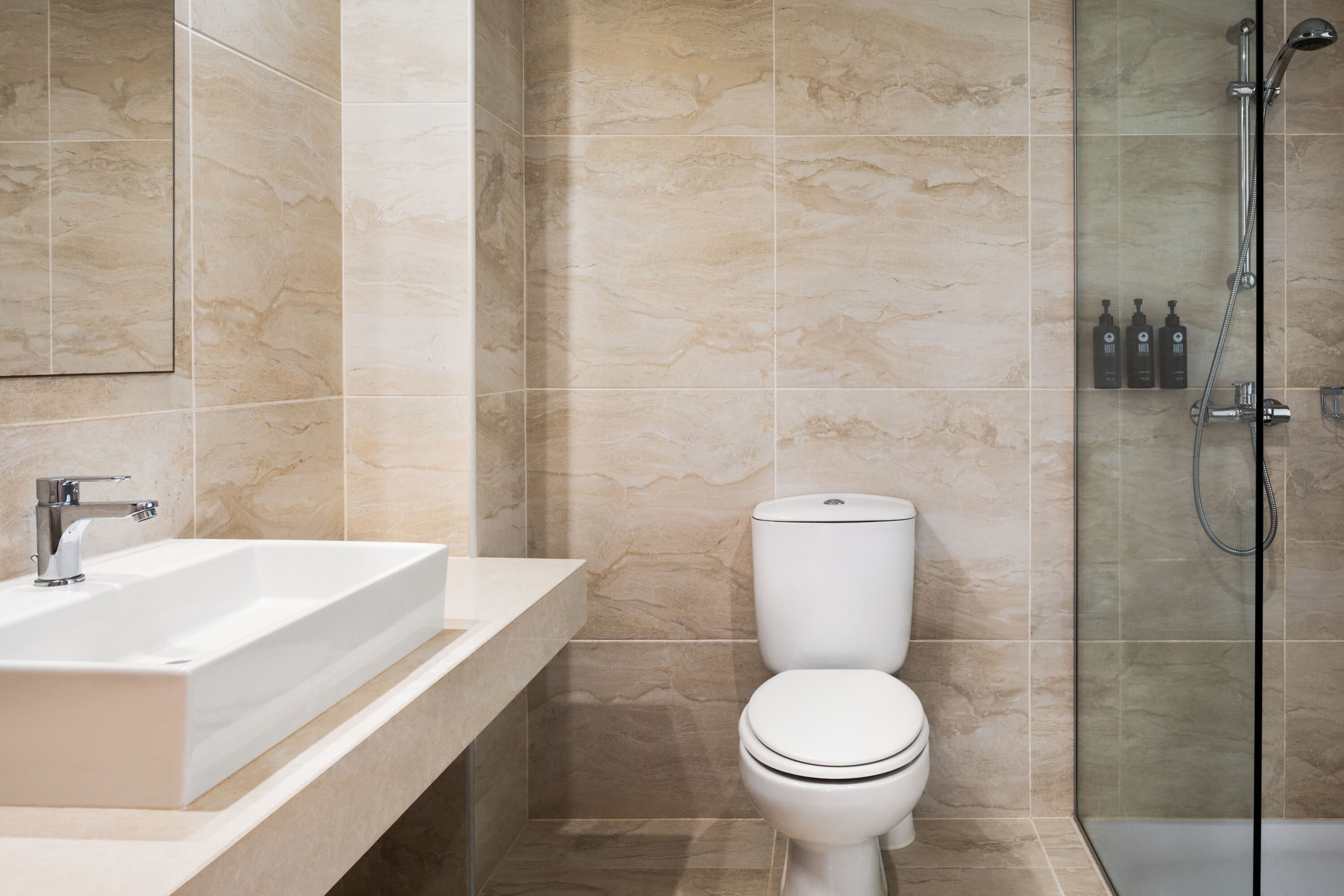 Guest room bath at the Ramada Hotel & Suites by Wyndham Ayia Napa in Famagusta, Other than US/Canada