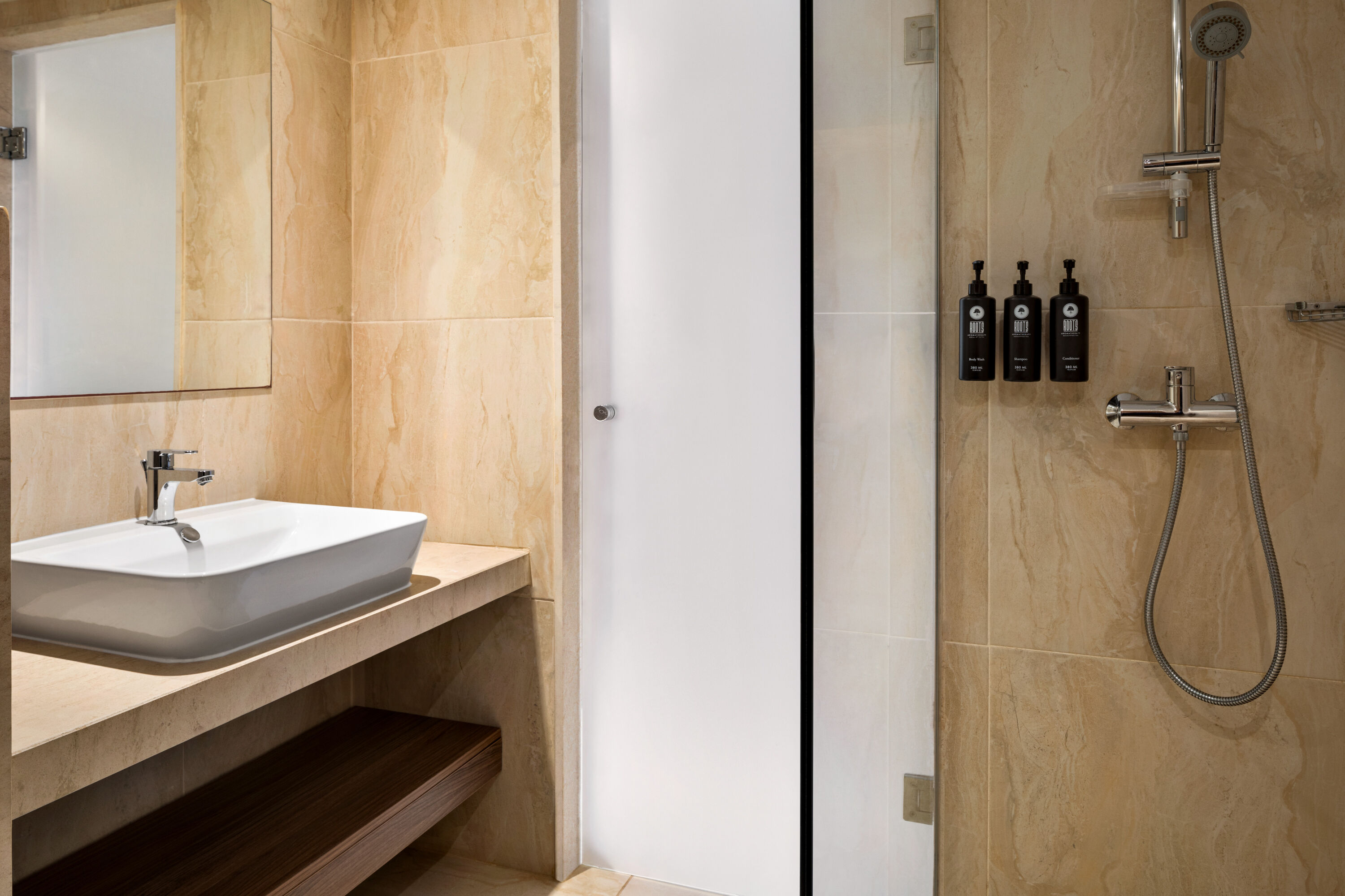 Guest room bath at the Ramada Hotel & Suites by Wyndham Ayia Napa in Famagusta, Other than US/Canada