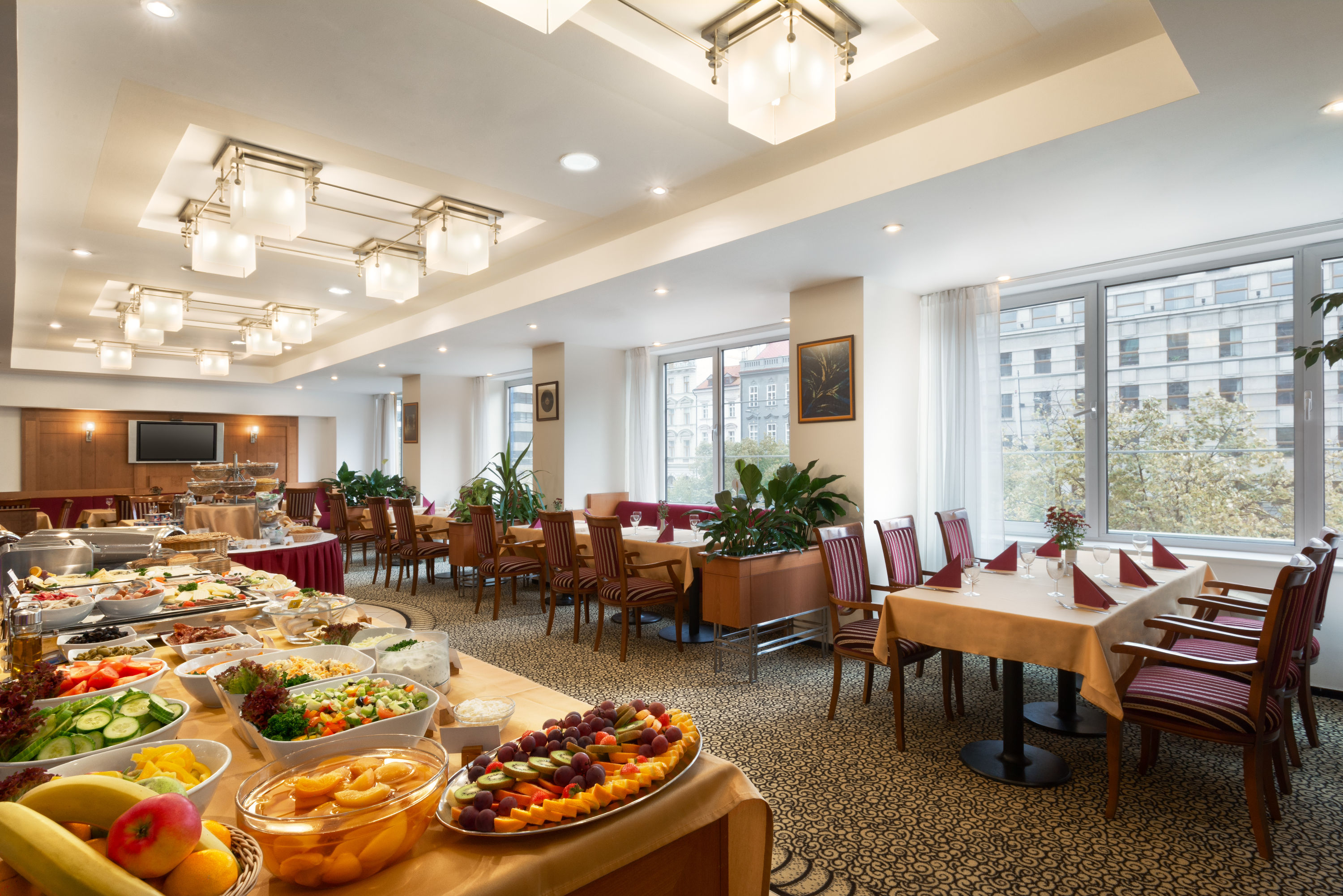 Ramada by Wyndham Prague City Centre restaurant breakfast area with seating in Prague, Other than US/Canada