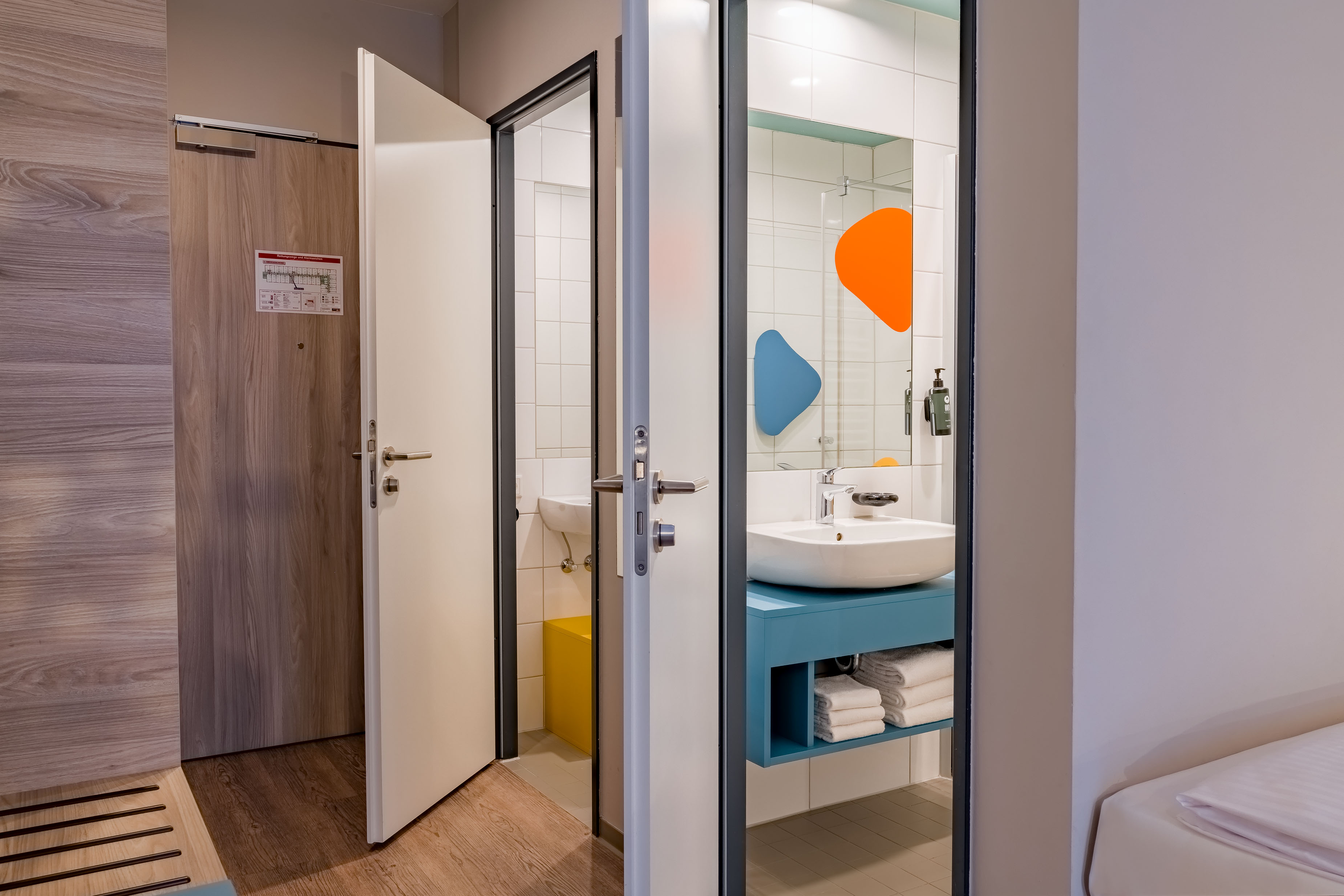 Guest room bath at the Ramada Encore by Wyndham Munich Messe in Munich, Other than US/Canada