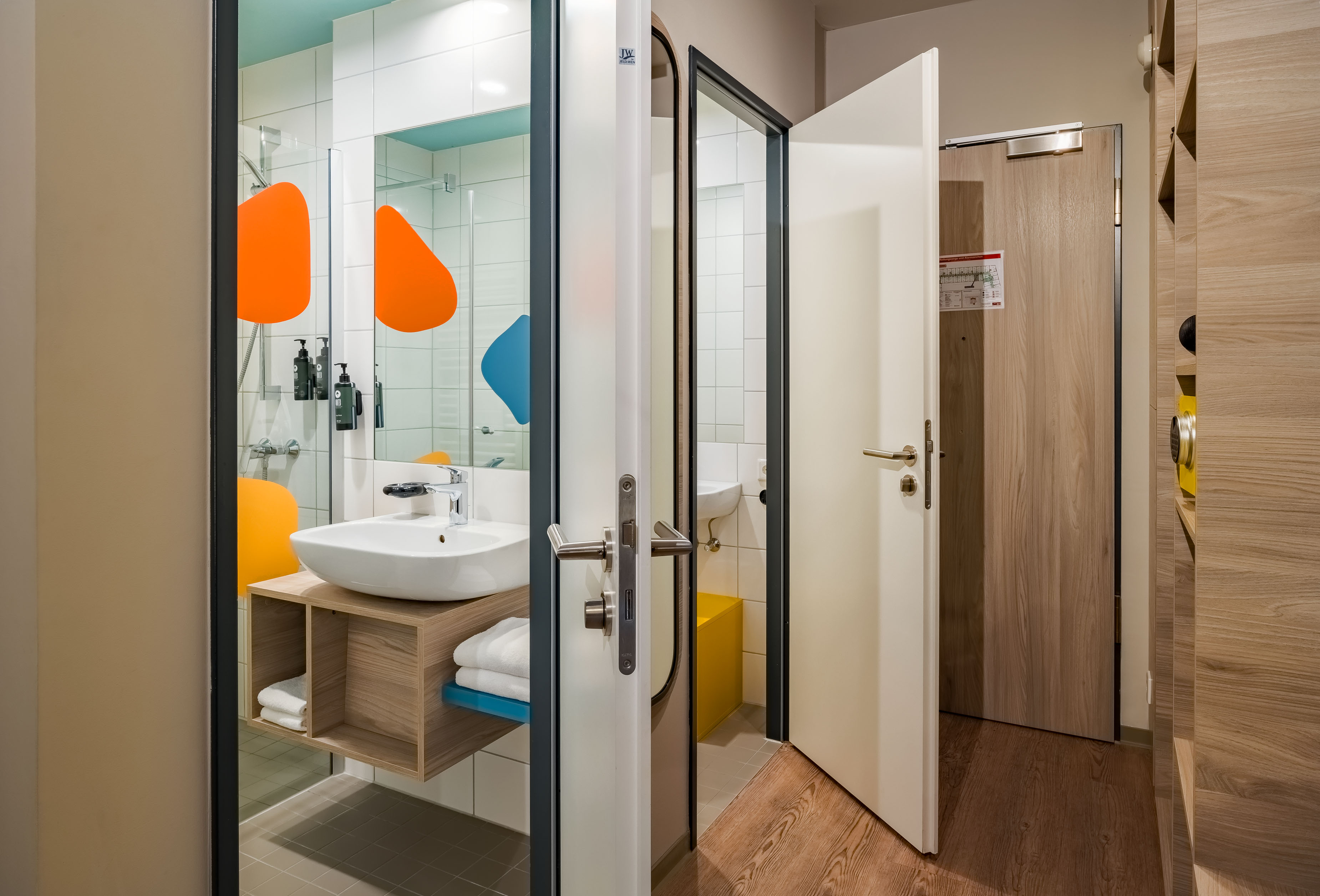 Guest room bath at the Ramada Encore by Wyndham Munich Messe in Munich, Other than US/Canada