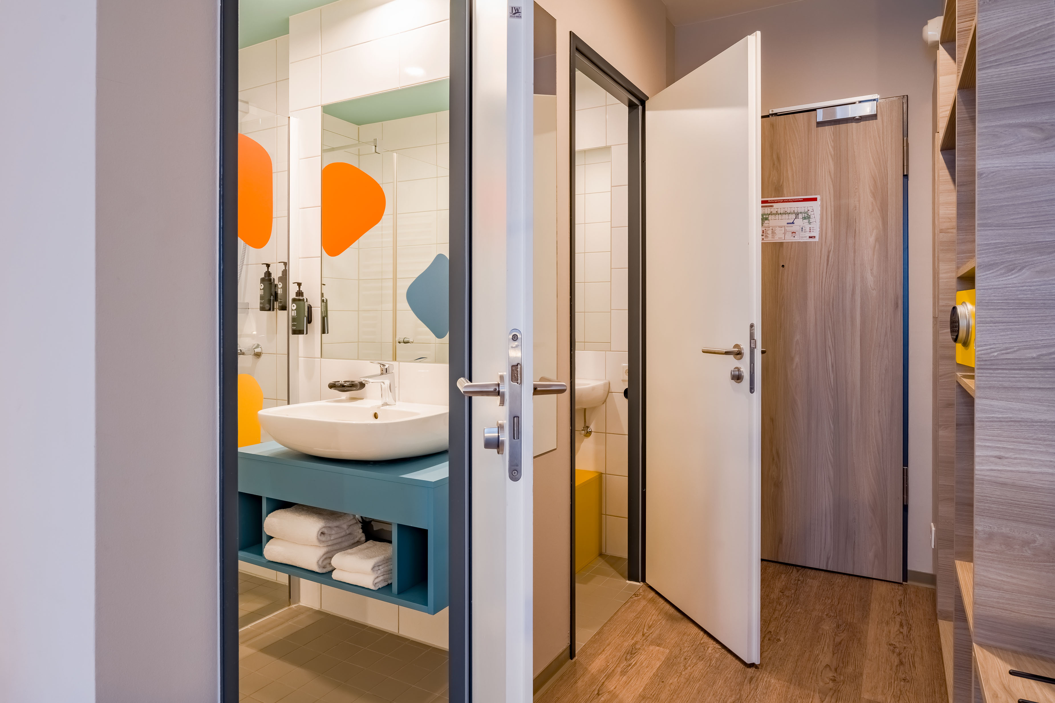 Guest room bath at the Ramada Encore by Wyndham Munich Messe in Munich, Other than US/Canada