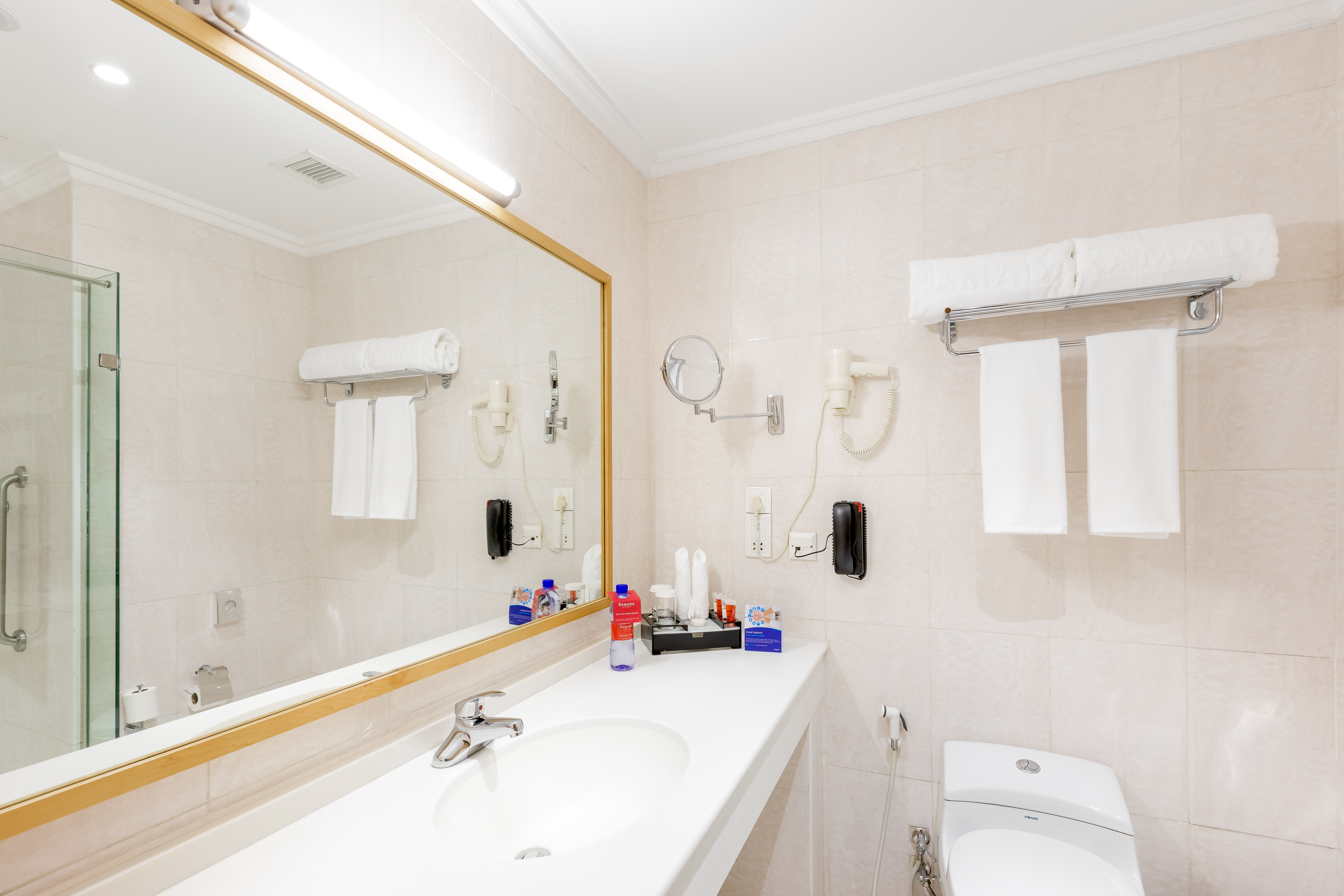 Guest room bath at the Ramada by Wyndham Addis Ababa in Addis Ababa, Other than US/Canada