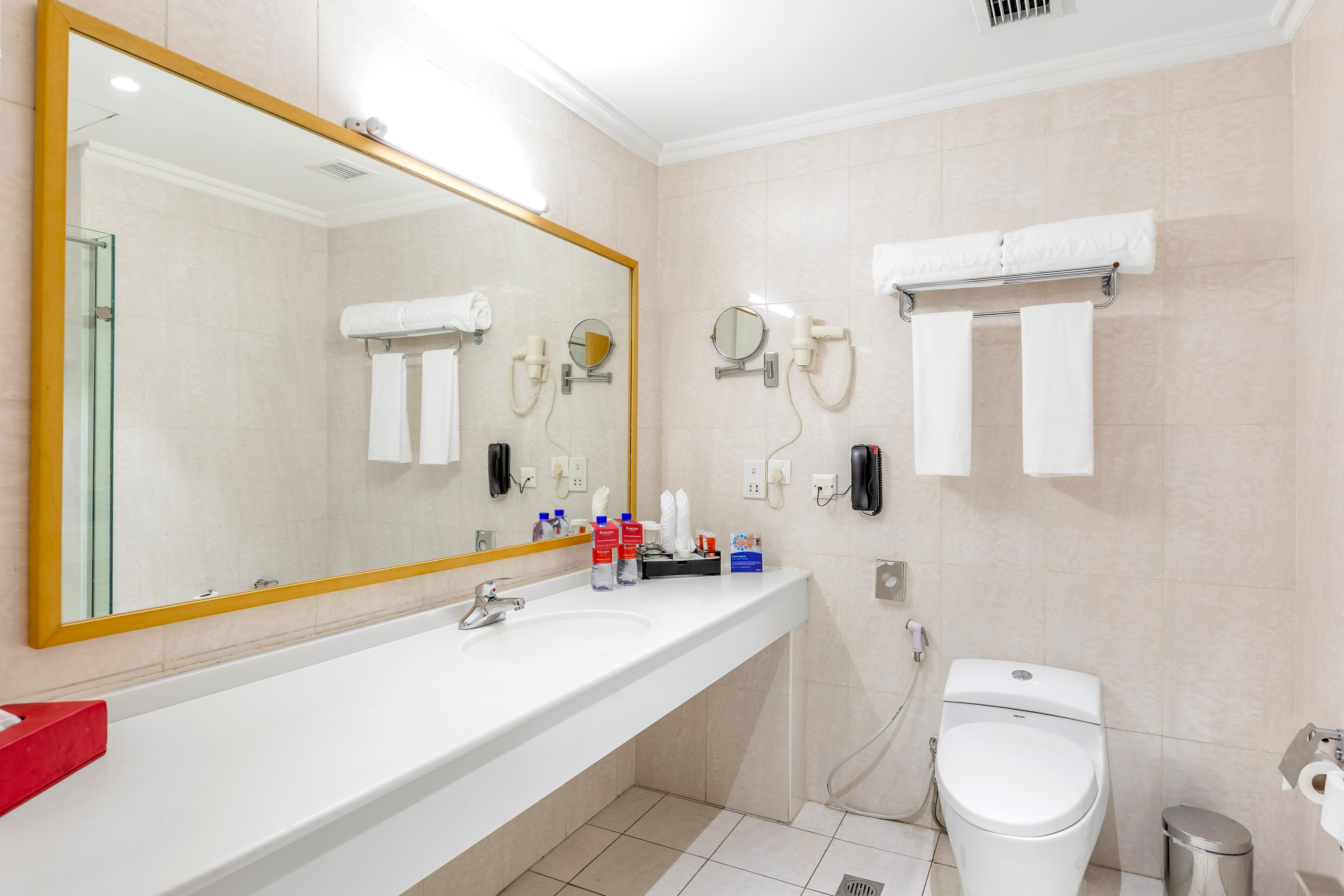 Guest room bath at the Ramada by Wyndham Addis Ababa in Addis Ababa, Other than US/Canada