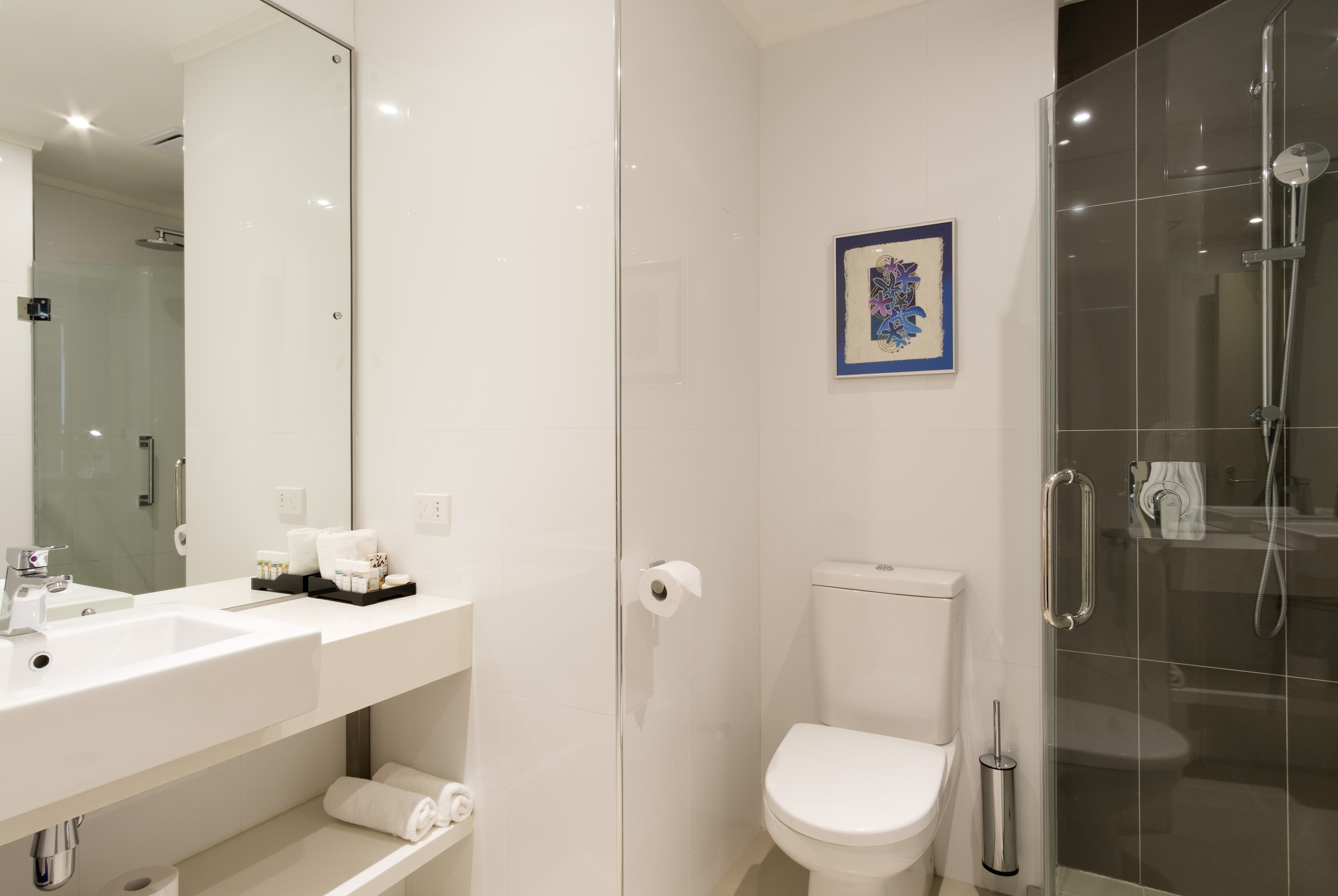 Guest room bath at the Ramada Suites by Wyndham Wailoaloa Beach Fiji in Nadi, Other than US/Canada
