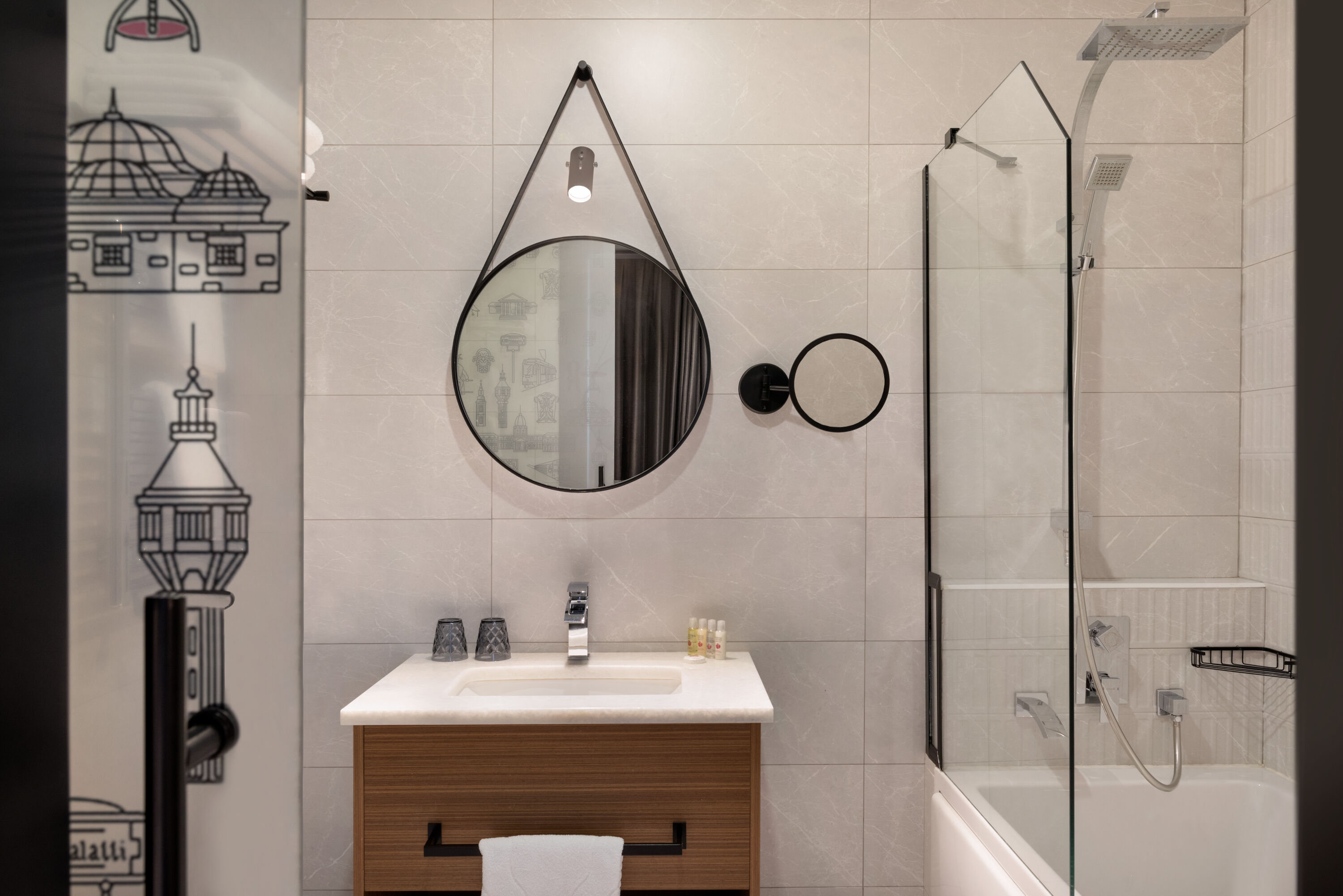 Guest room bath at the Ramada by Wyndham Budapest City Center in Budapest, Other than US/Canada