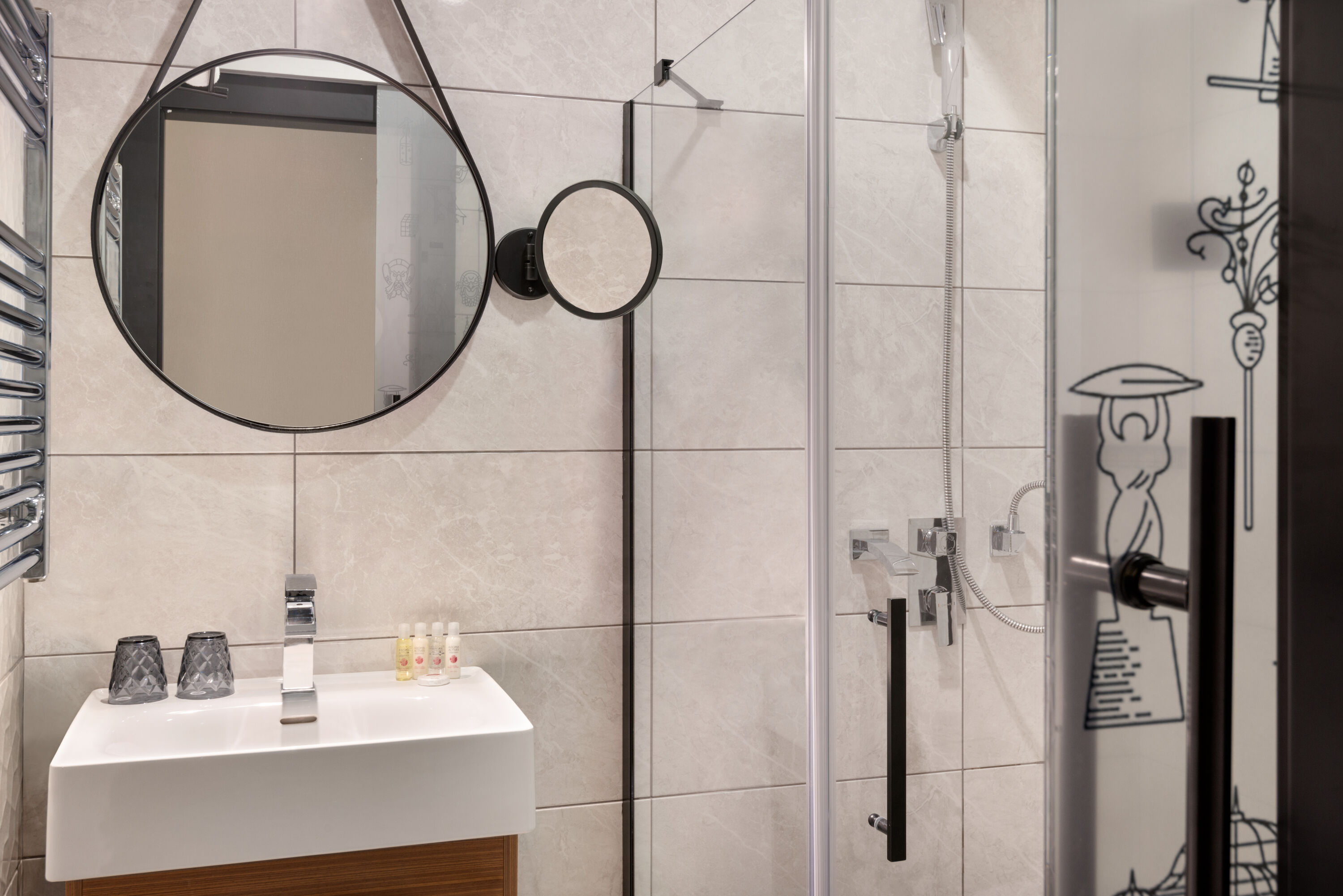 Guest room bath at the Ramada by Wyndham Budapest City Center in Budapest, Other than US/Canada