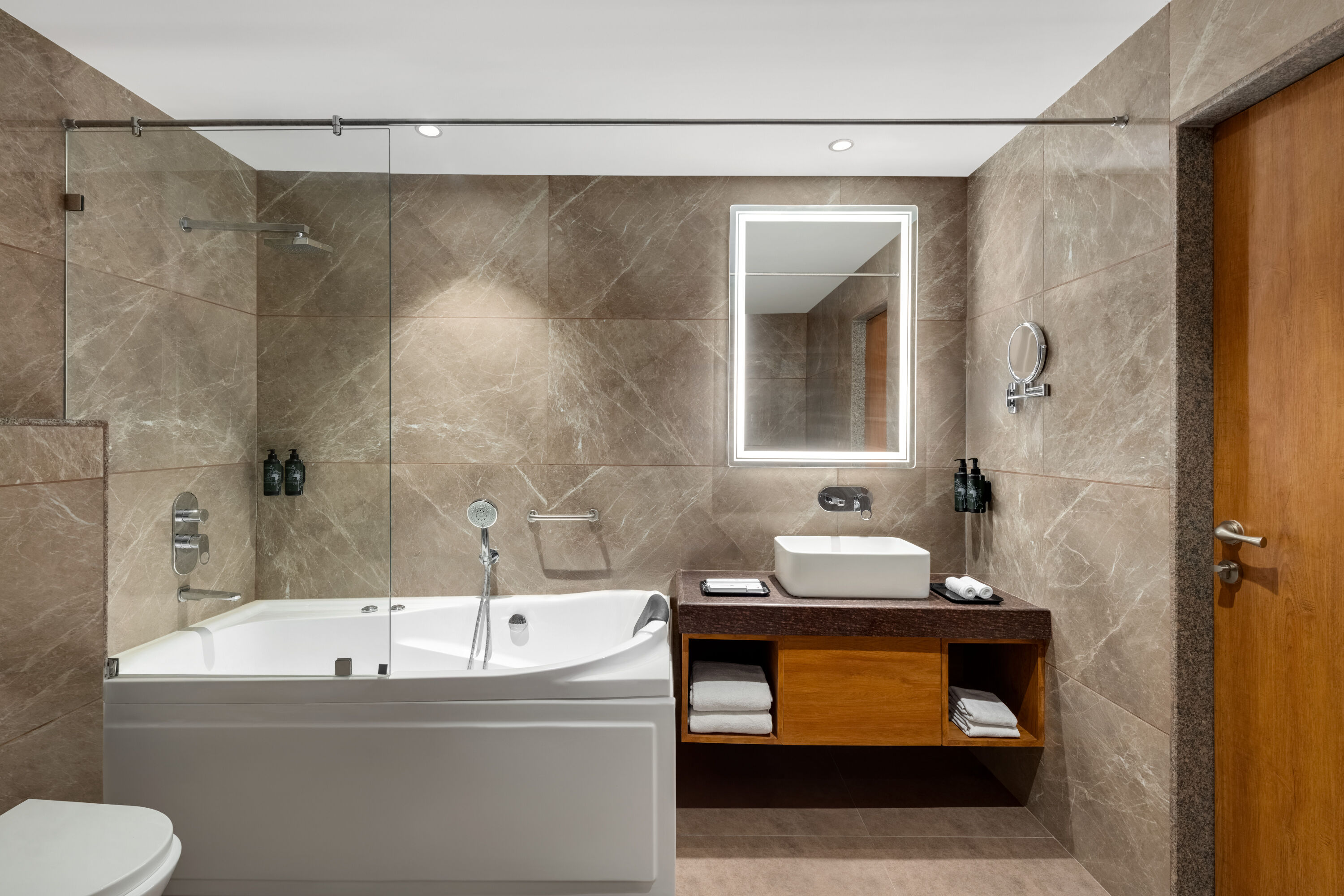 Guest room bath at the Ramada Encore by Wyndham Viramgam in Ahmedabad, Other than US/Canada
