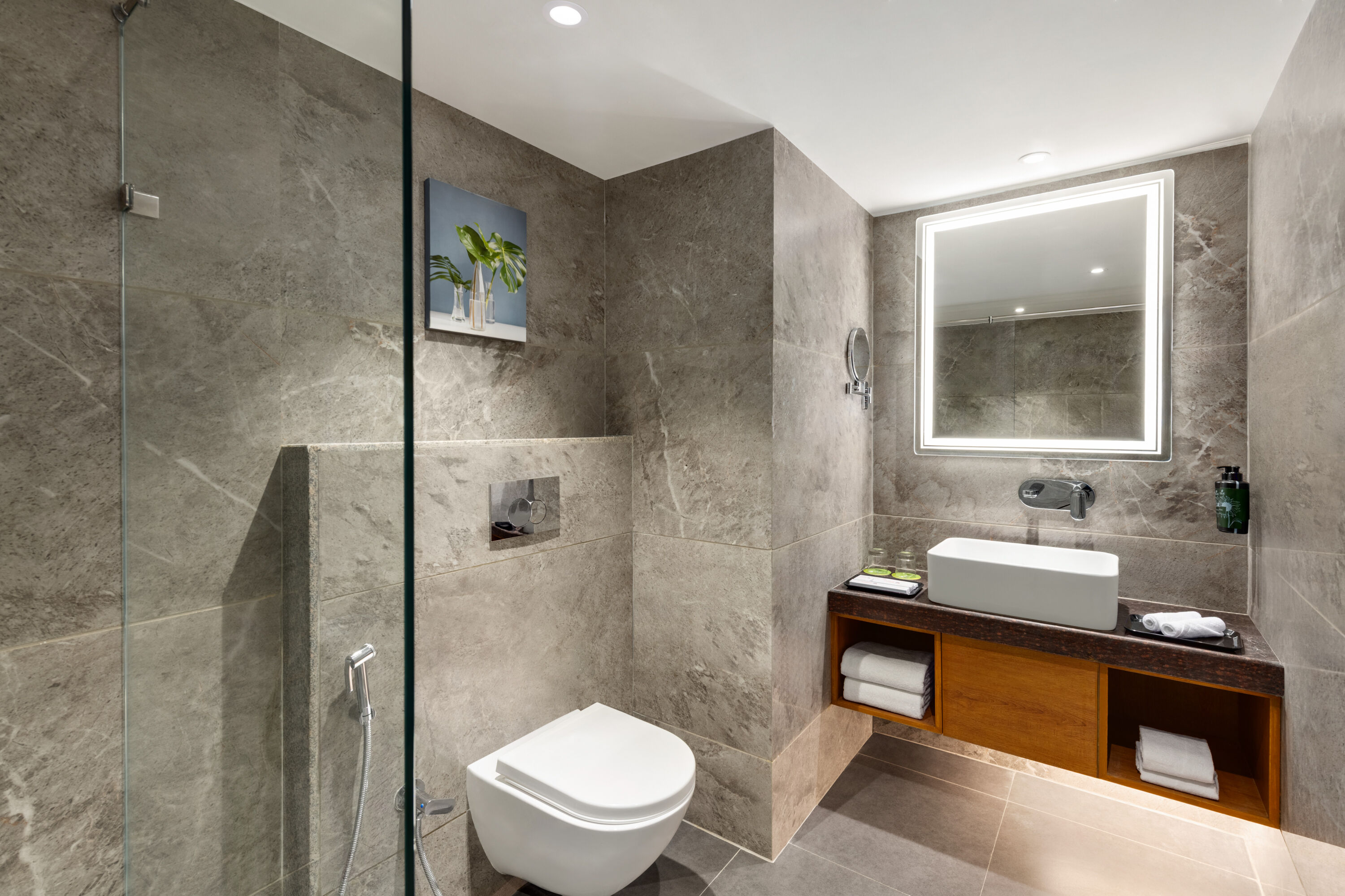Guest room bath at the Ramada Encore by Wyndham Viramgam in Ahmedabad, Other than US/Canada