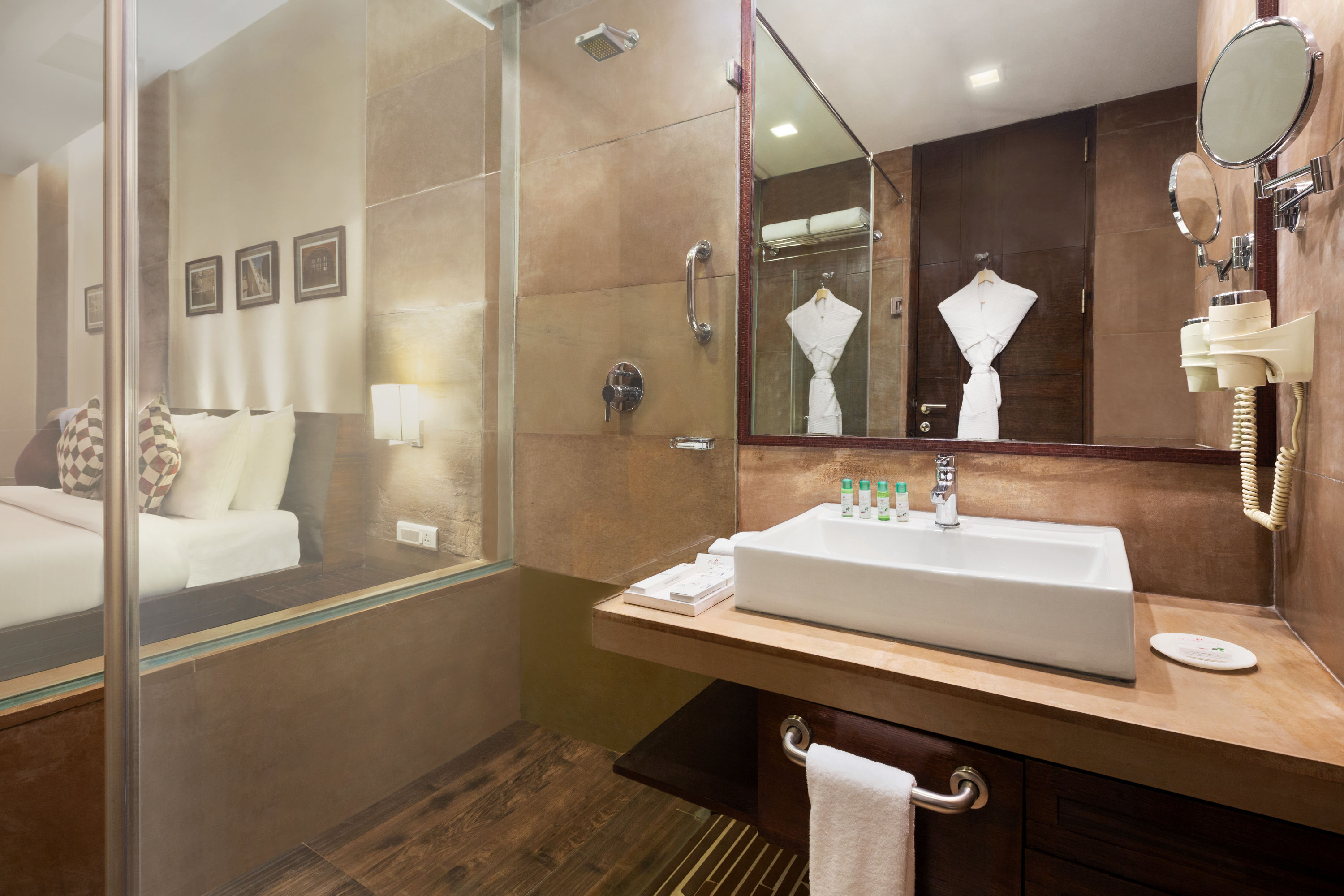 Guest room bath at the Ramada by Wyndham Ajmer in Ajmer, Other than US/Canada