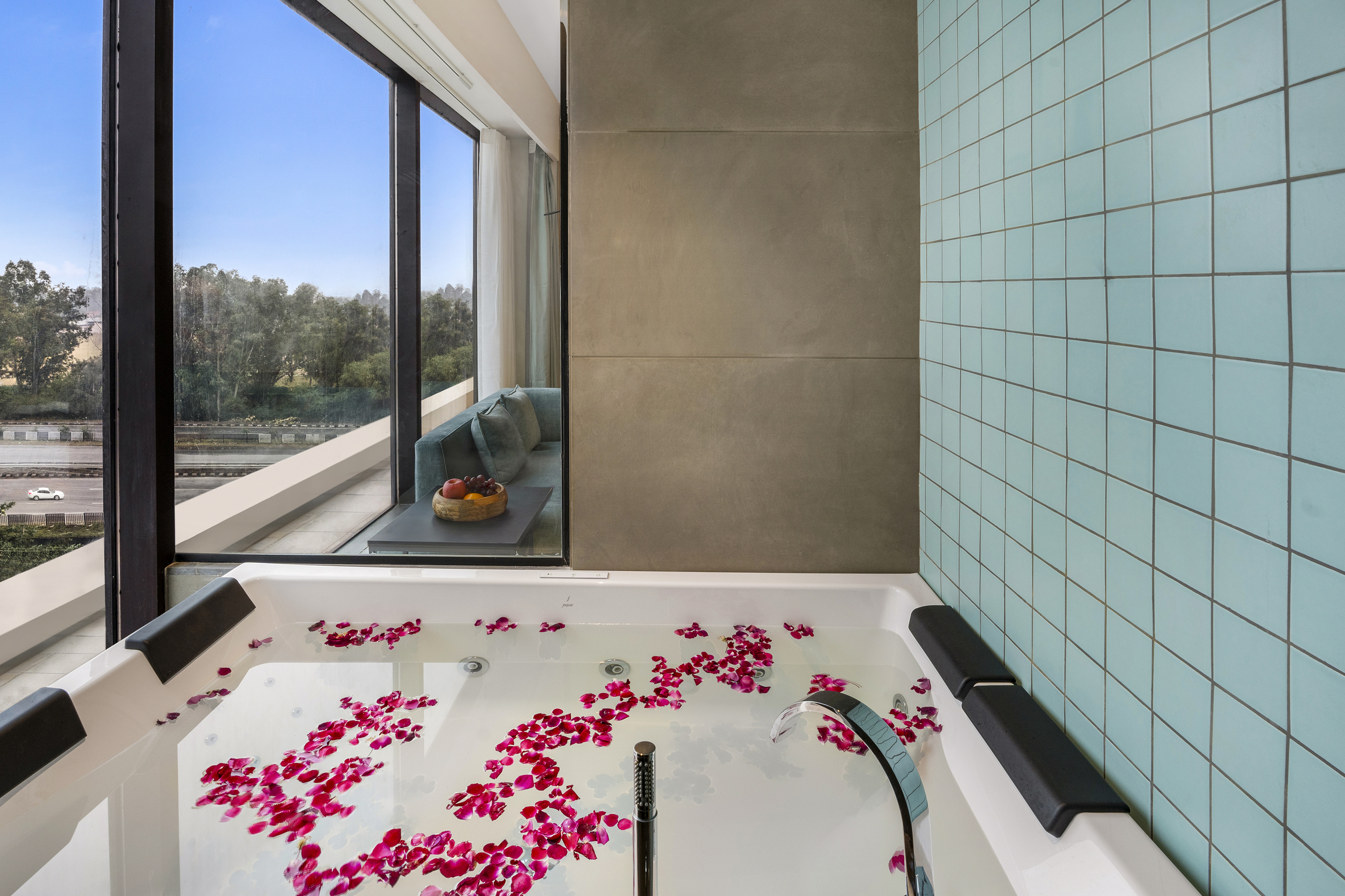 Guest room bath at the Ramada Encore by Wyndham Ambala GT Road in Ambala, Other than US/Canada