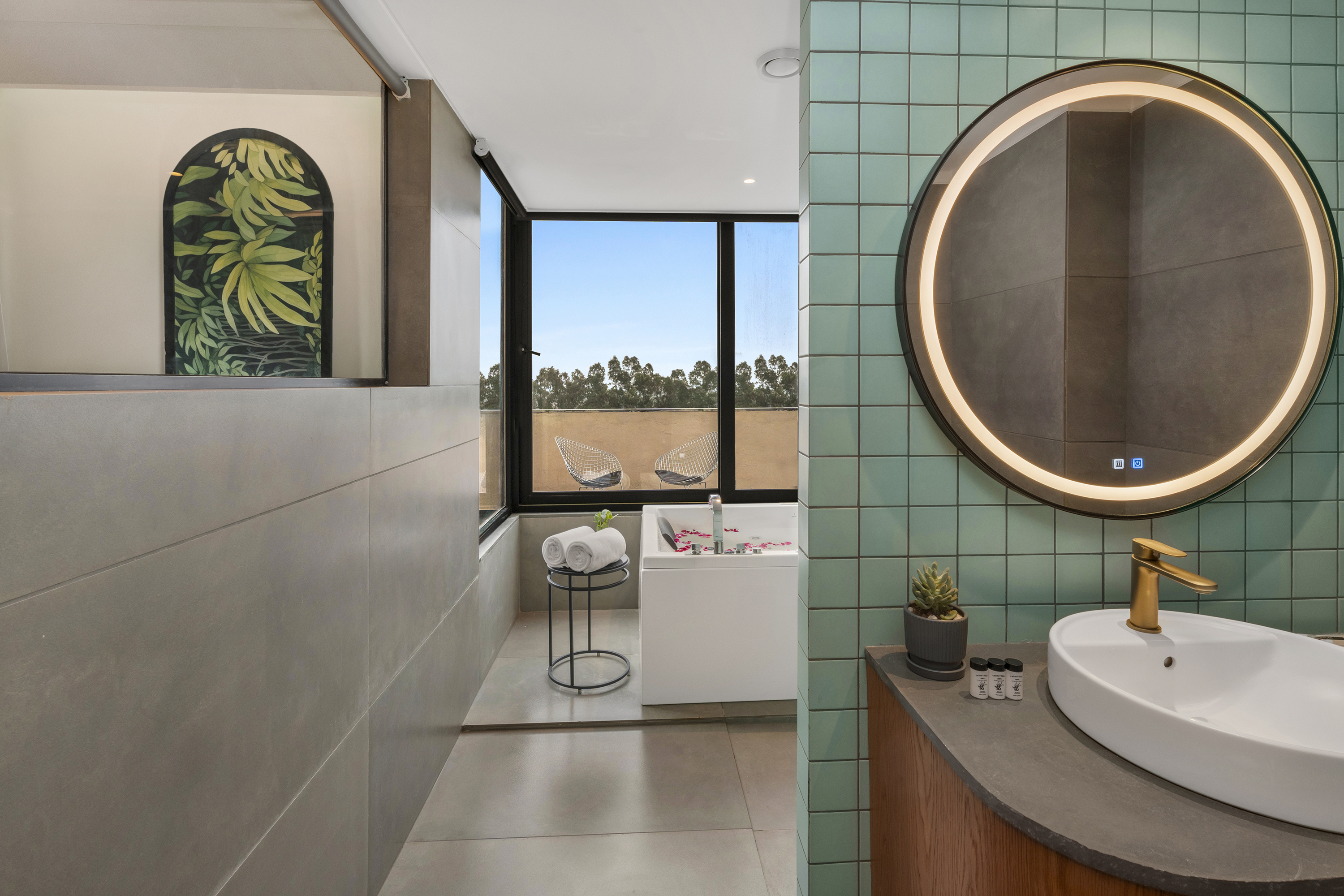 Guest room bath at the Ramada Encore by Wyndham Ambala GT Road in Ambala, Other than US/Canada