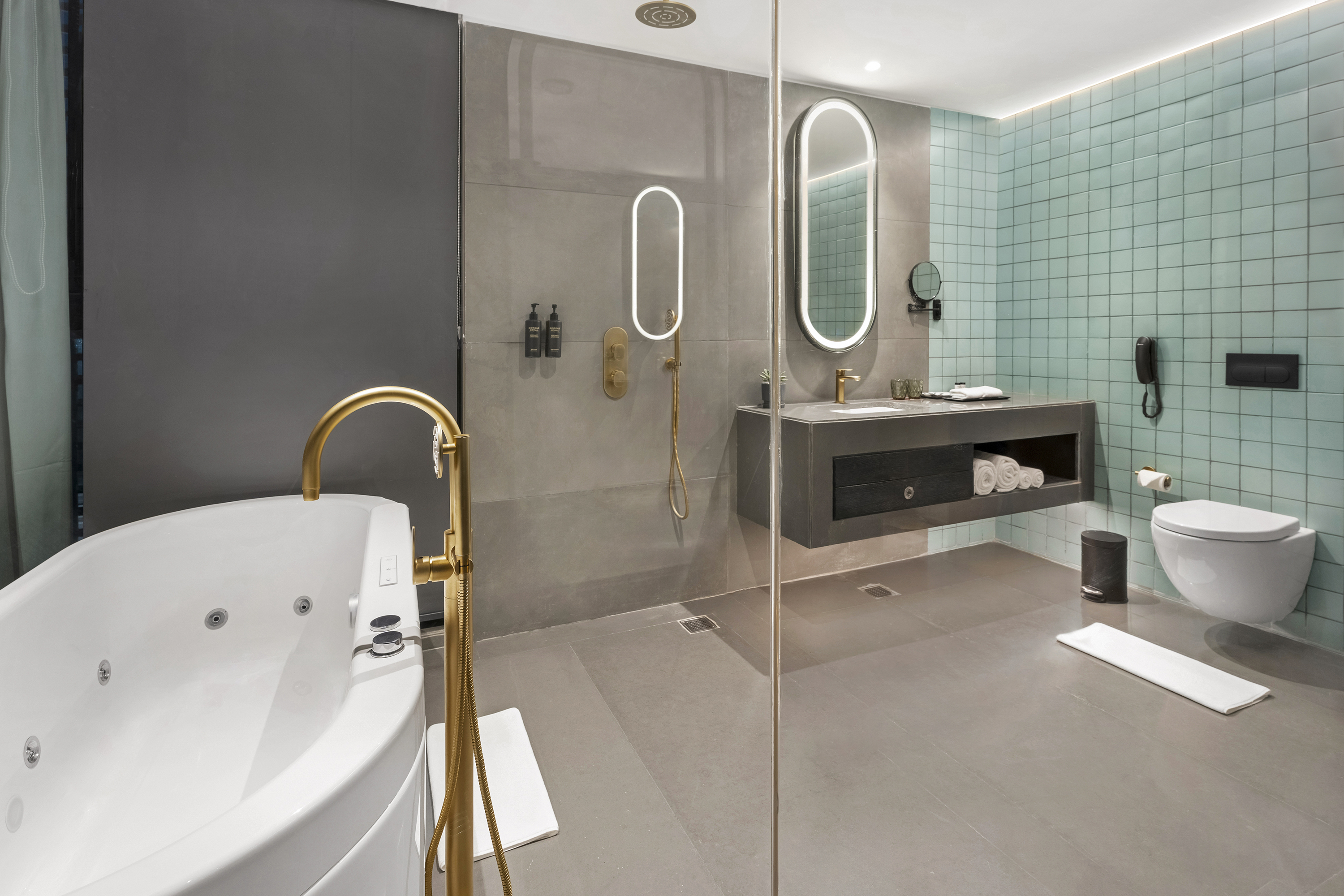 Guest room bath at the Ramada Encore by Wyndham Ambala GT Road in Ambala, Other than US/Canada