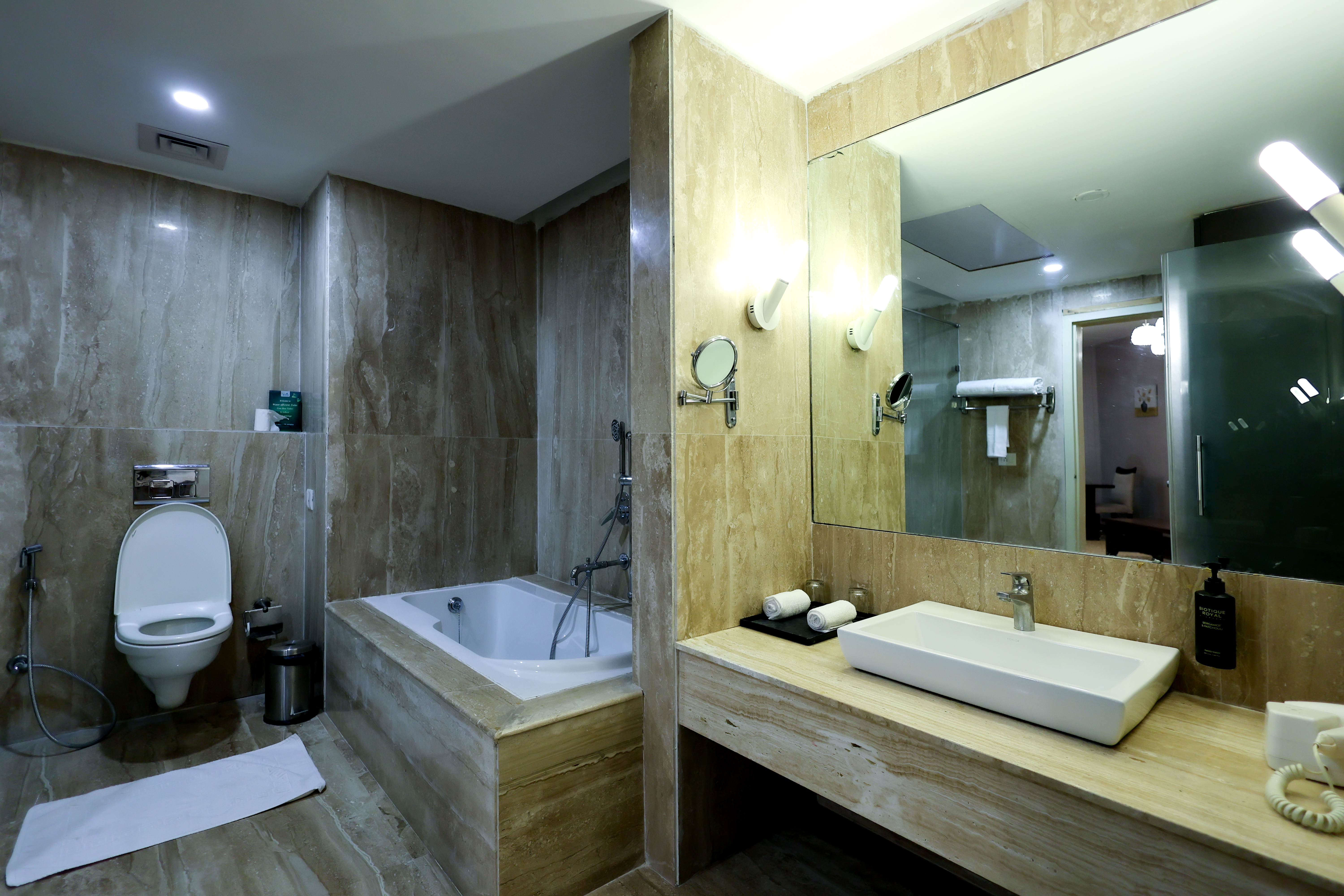 Guest room bath at the Ramada by Wyndham Bodh Gaya Mahabodhi in Bodh Gaya, Other than US/Canada