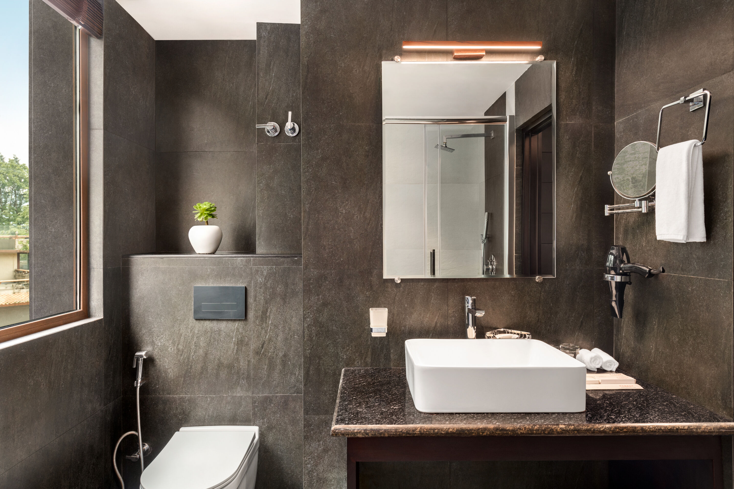 Guest room bath at the Ramada by Wyndham Gangtok Hotel & Casino Golden in Gangtok, Other than US/Canada