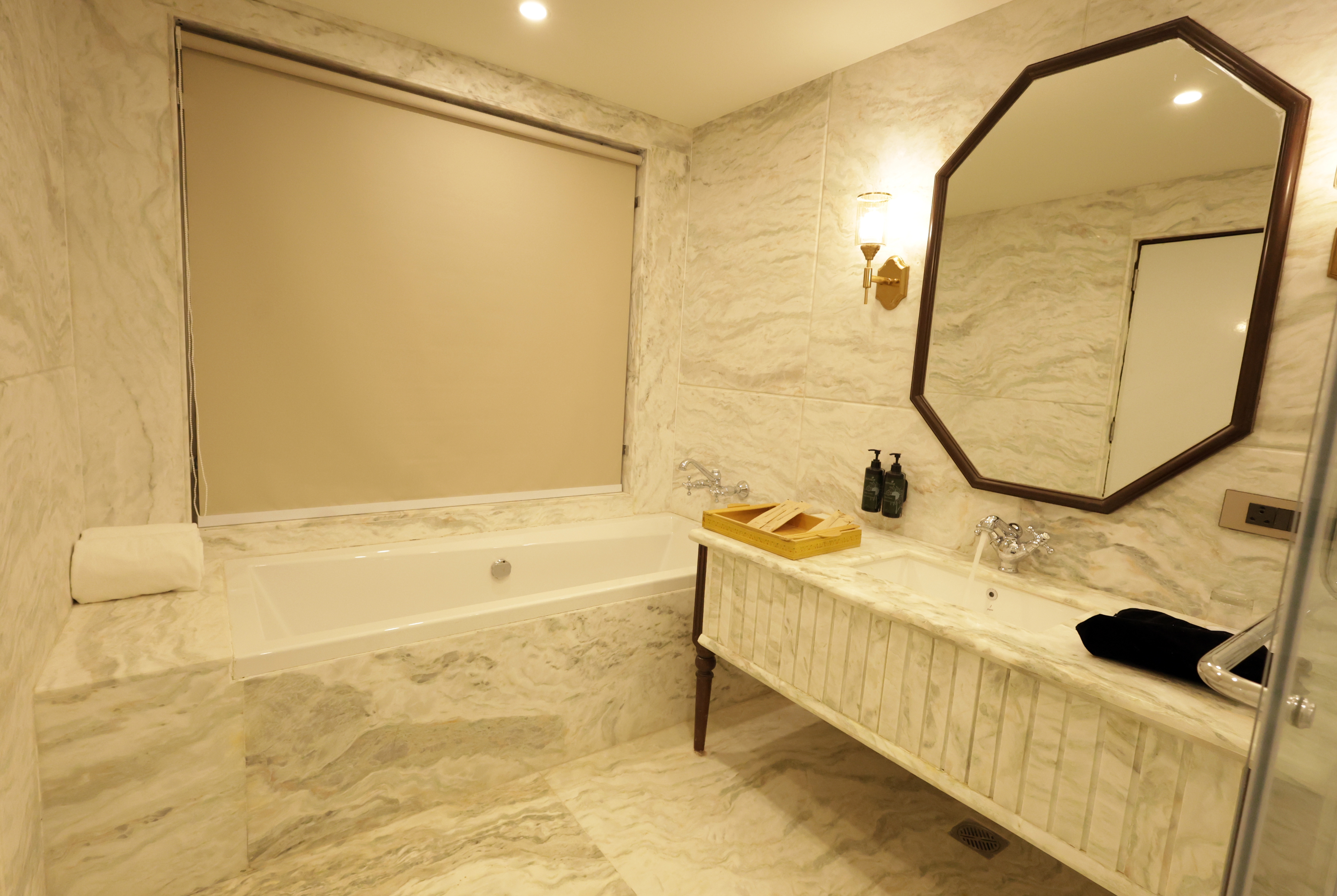 Guest room bath at the Ramada by Wyndham Jaisalmer Barmer Road in Jaisalmer, Other than US/Canada