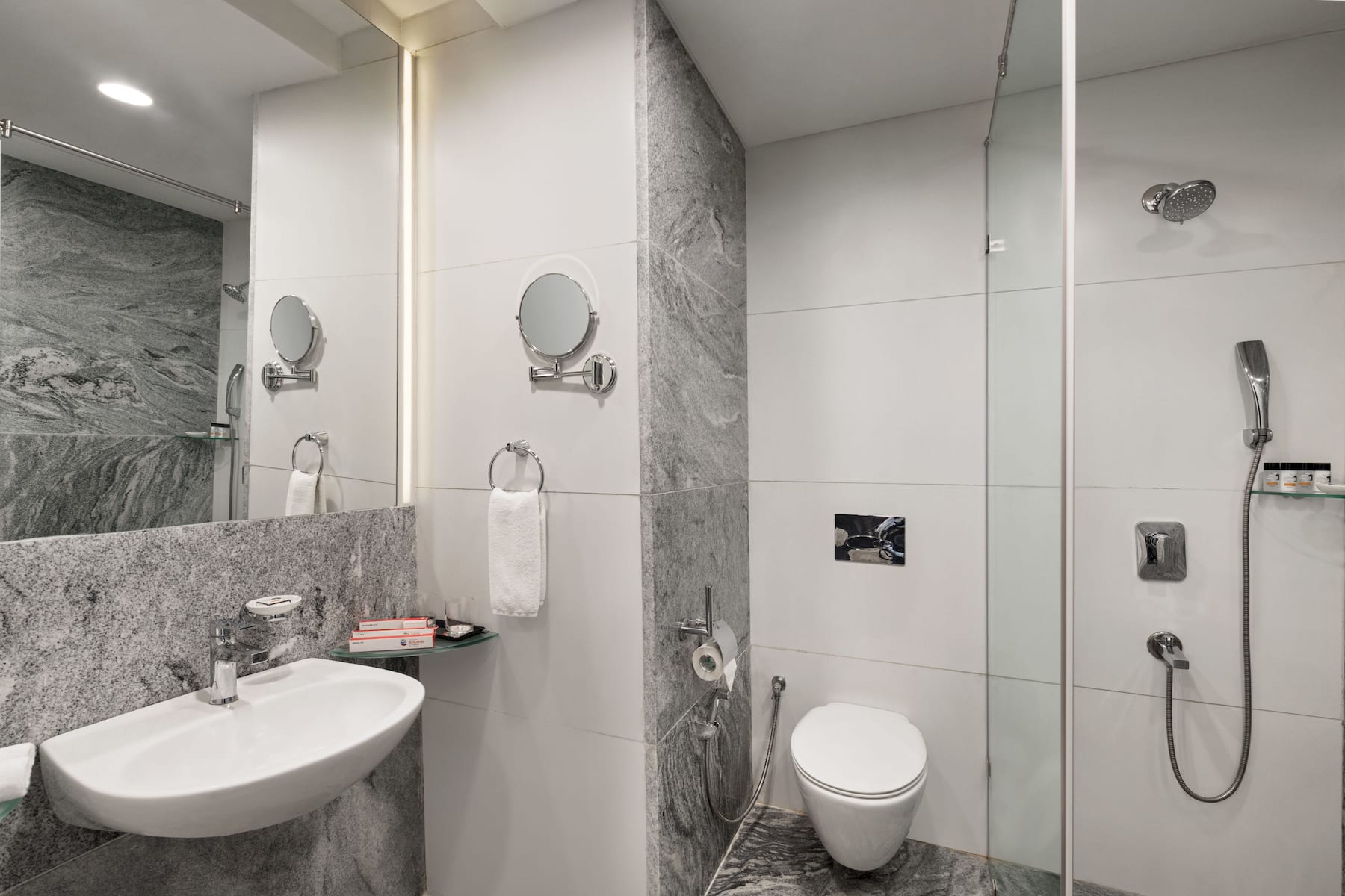 Guest room bath at the Ramada Encore by Wyndham Statue of Unity in Kevadia, Other than US/Canada