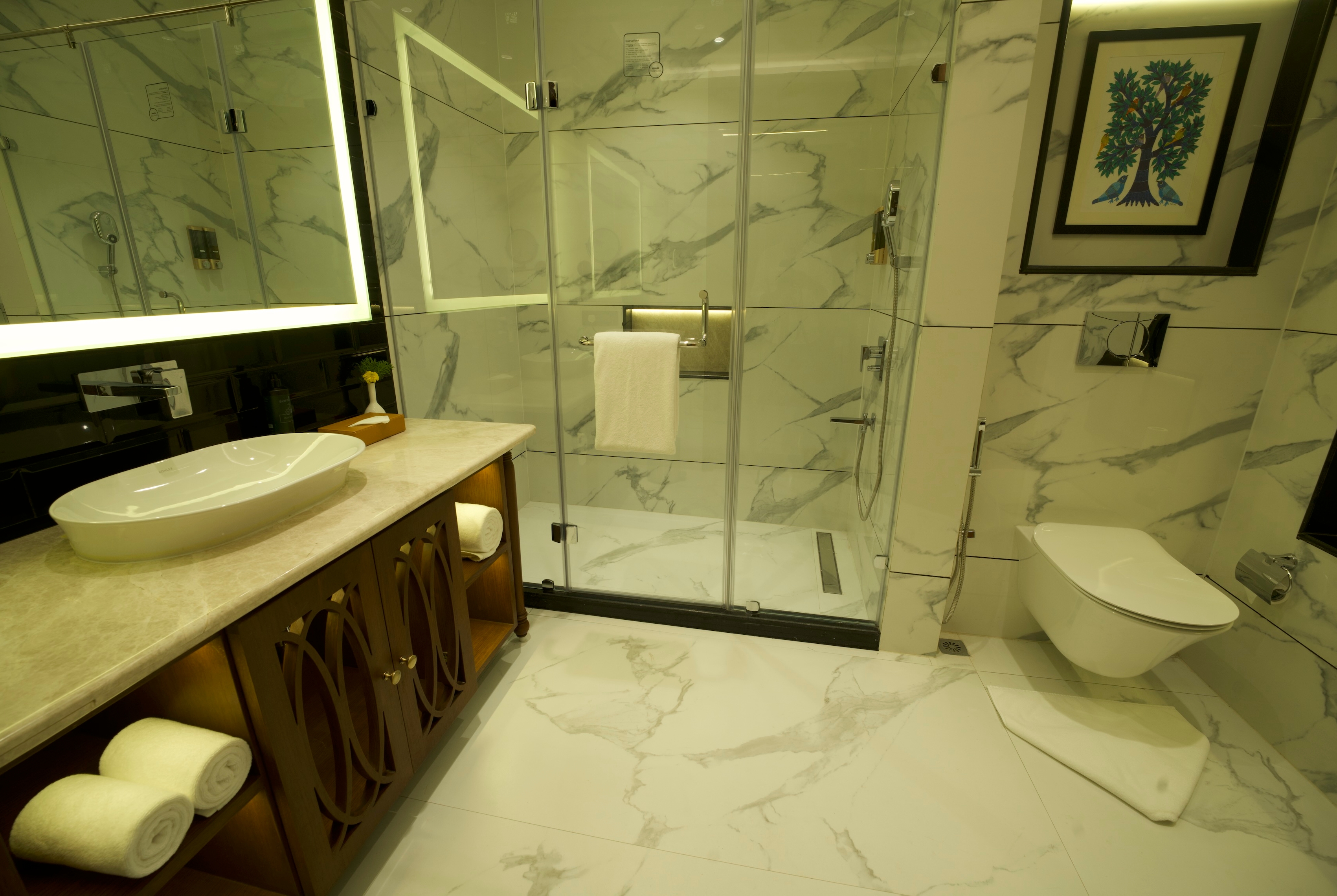 Guest room bath at the Ramada by Wyndham Khajuraho in Khajuraho, Other than US/Canada
