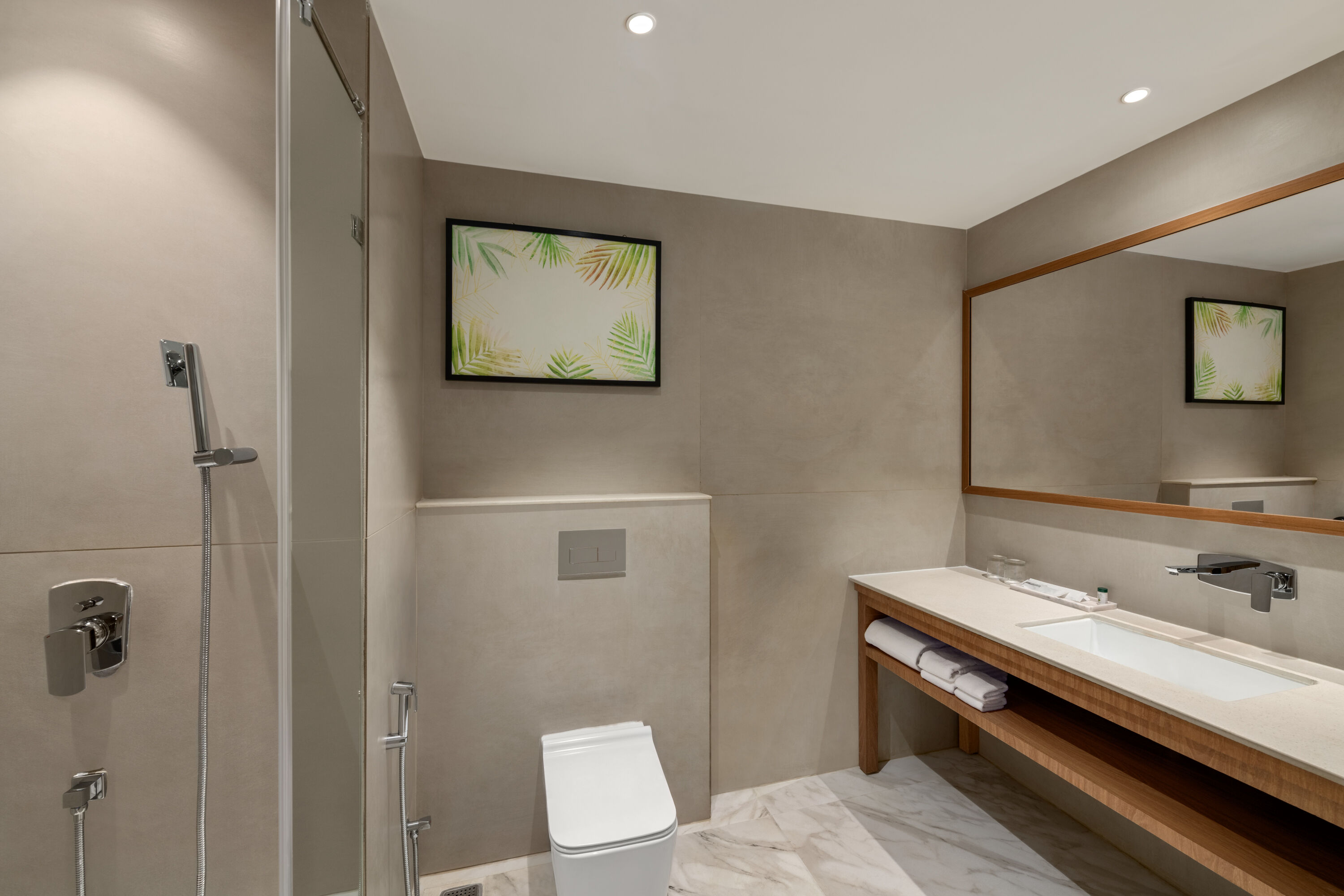 Guest room bath at the Ramada by Wyndham Ranchi Bariatu Road in Ranchi, Other than US/Canada