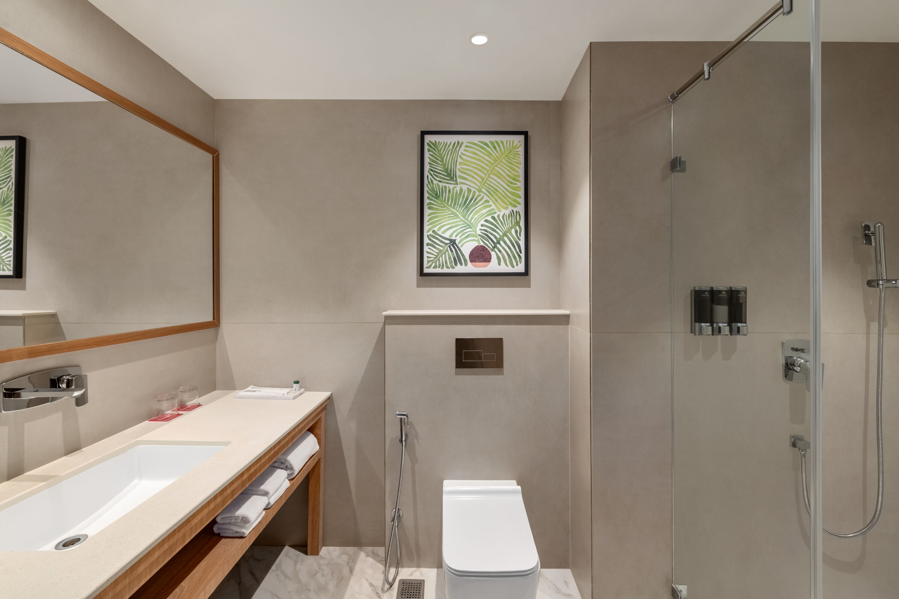 Guest room bath at the Ramada by Wyndham Ranchi Bariatu Road in Ranchi, Other than US/Canada