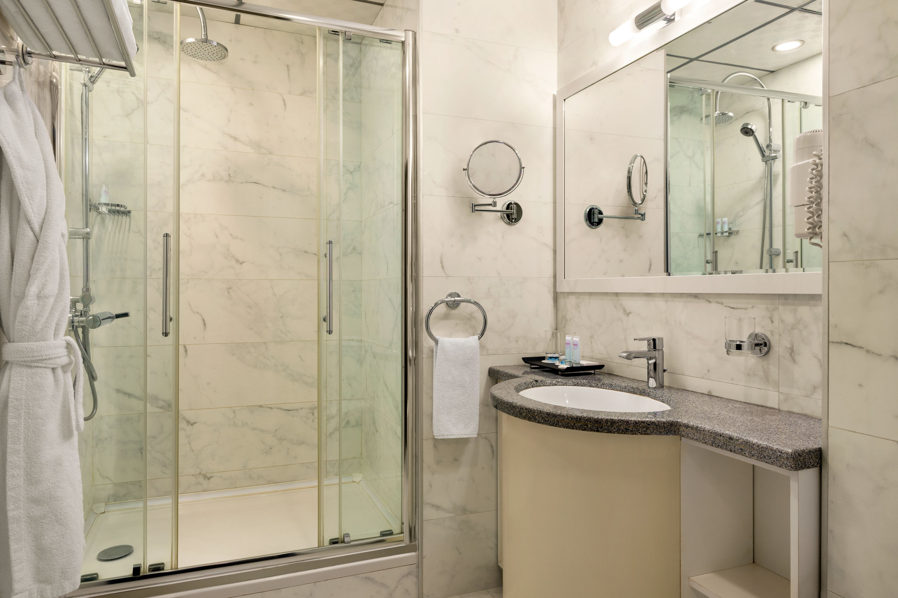 Guest room bath at the Ramada by Wyndham Bishkek Centre in Bishkek, Other than US/Canada