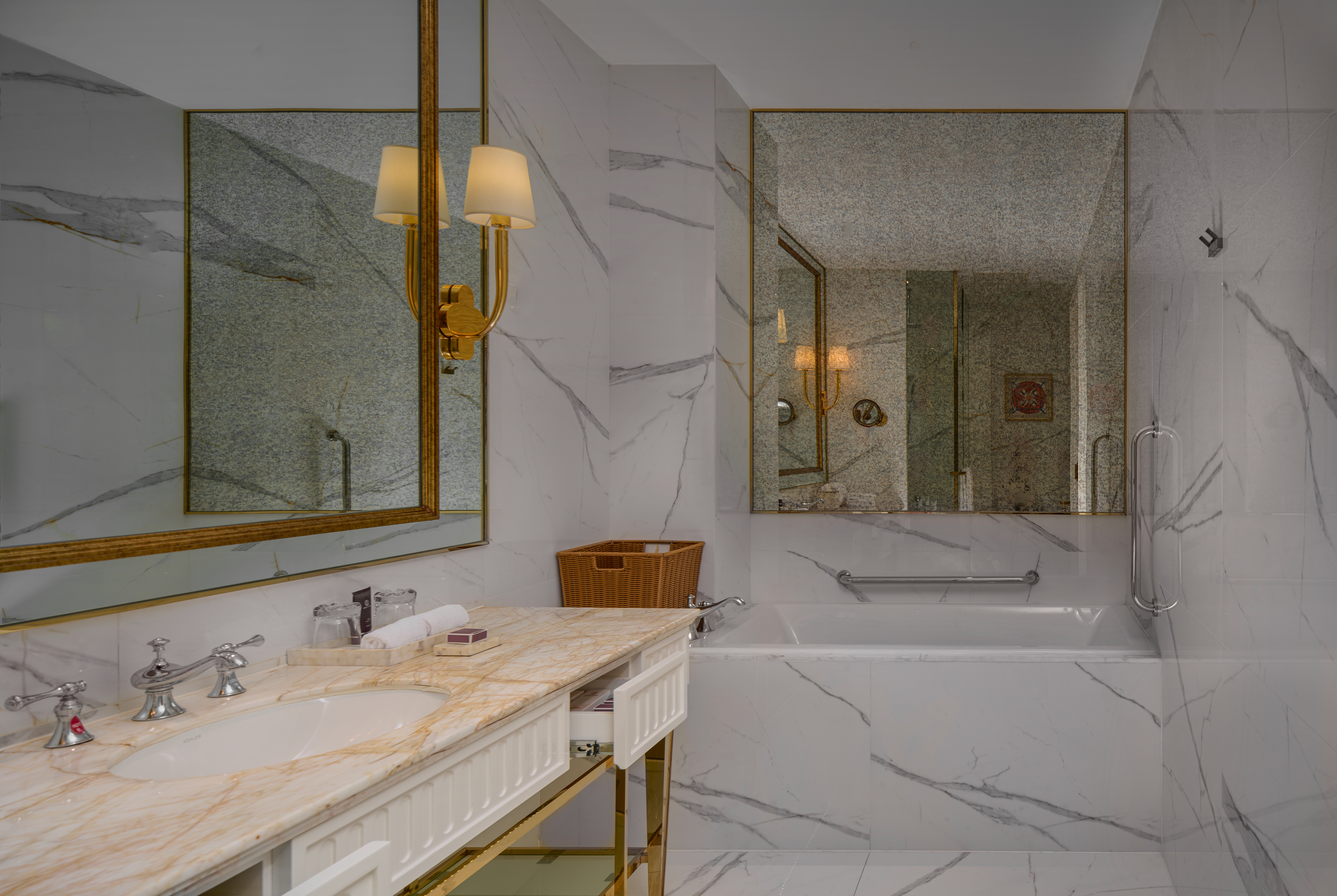 Guest room bath at the Ramada by Wyndham Sihanoukville Xinhaohui Palace in Sihanoukville, Other than US/Canada