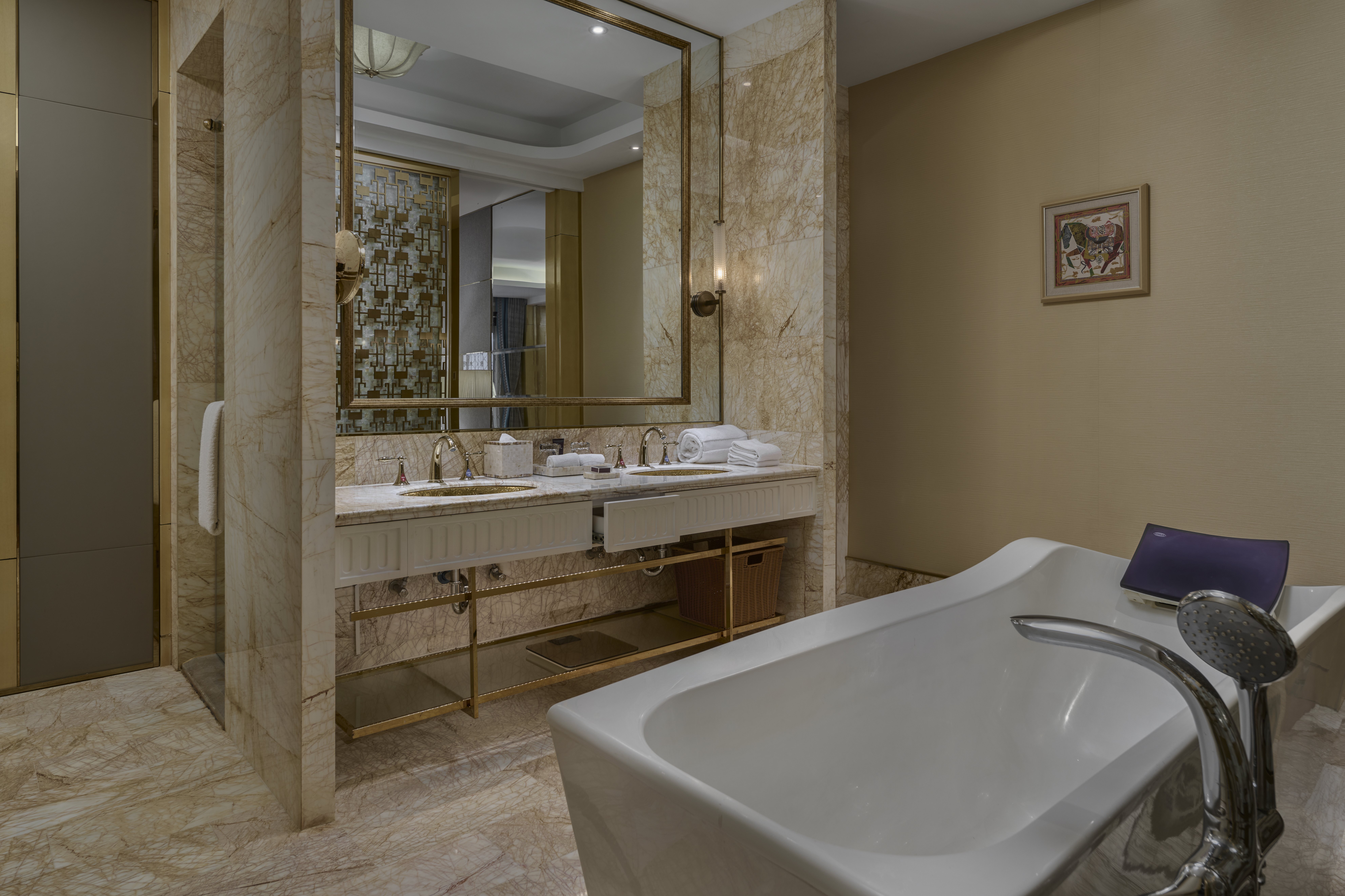 Guest room bath at the Ramada by Wyndham Sihanoukville Xinhaohui Palace in Sihanoukville, Other than US/Canada