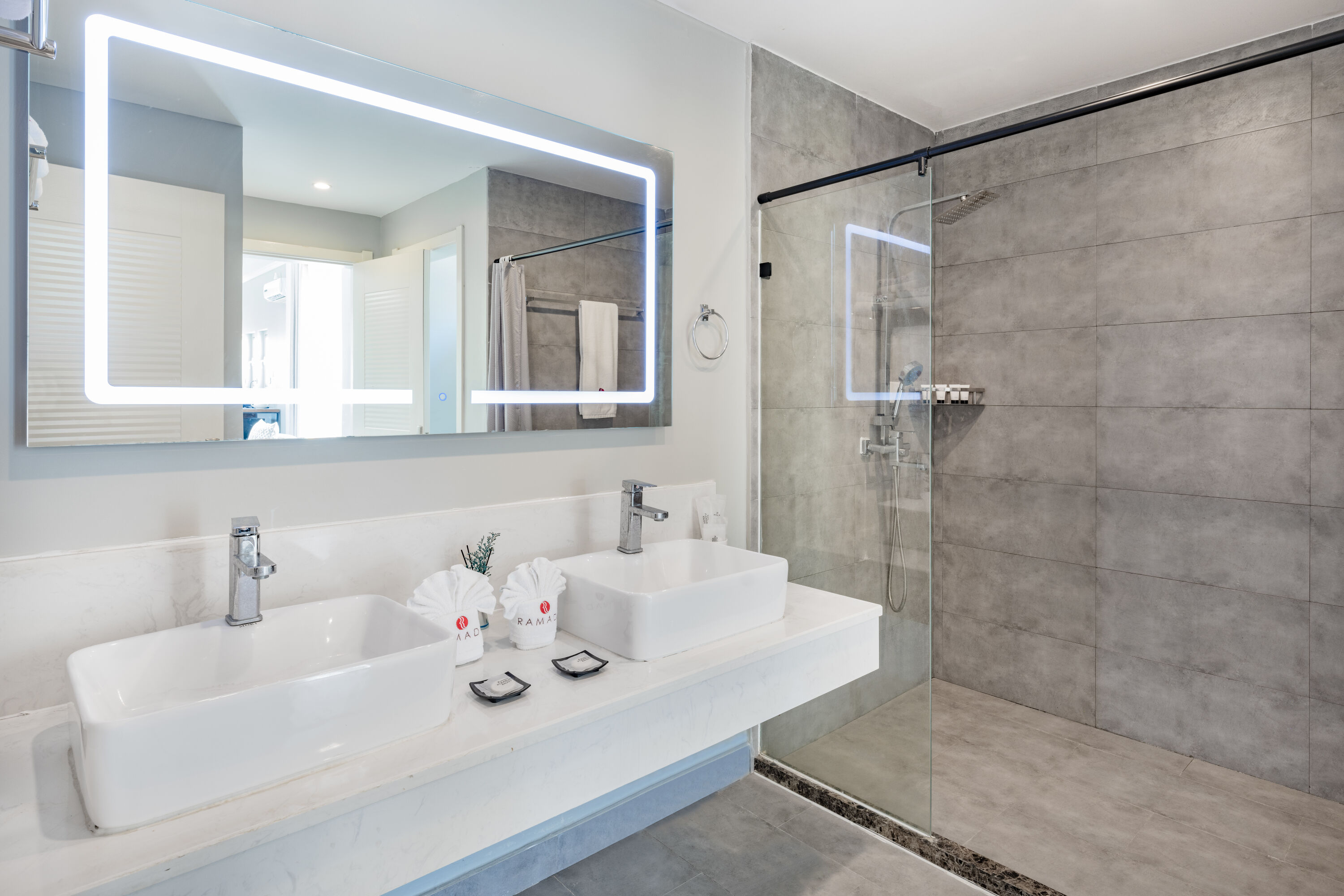 Guest room bath at the Ramada by Wyndham St. Kitts Resort in St. Kitts, Other than US/Canada