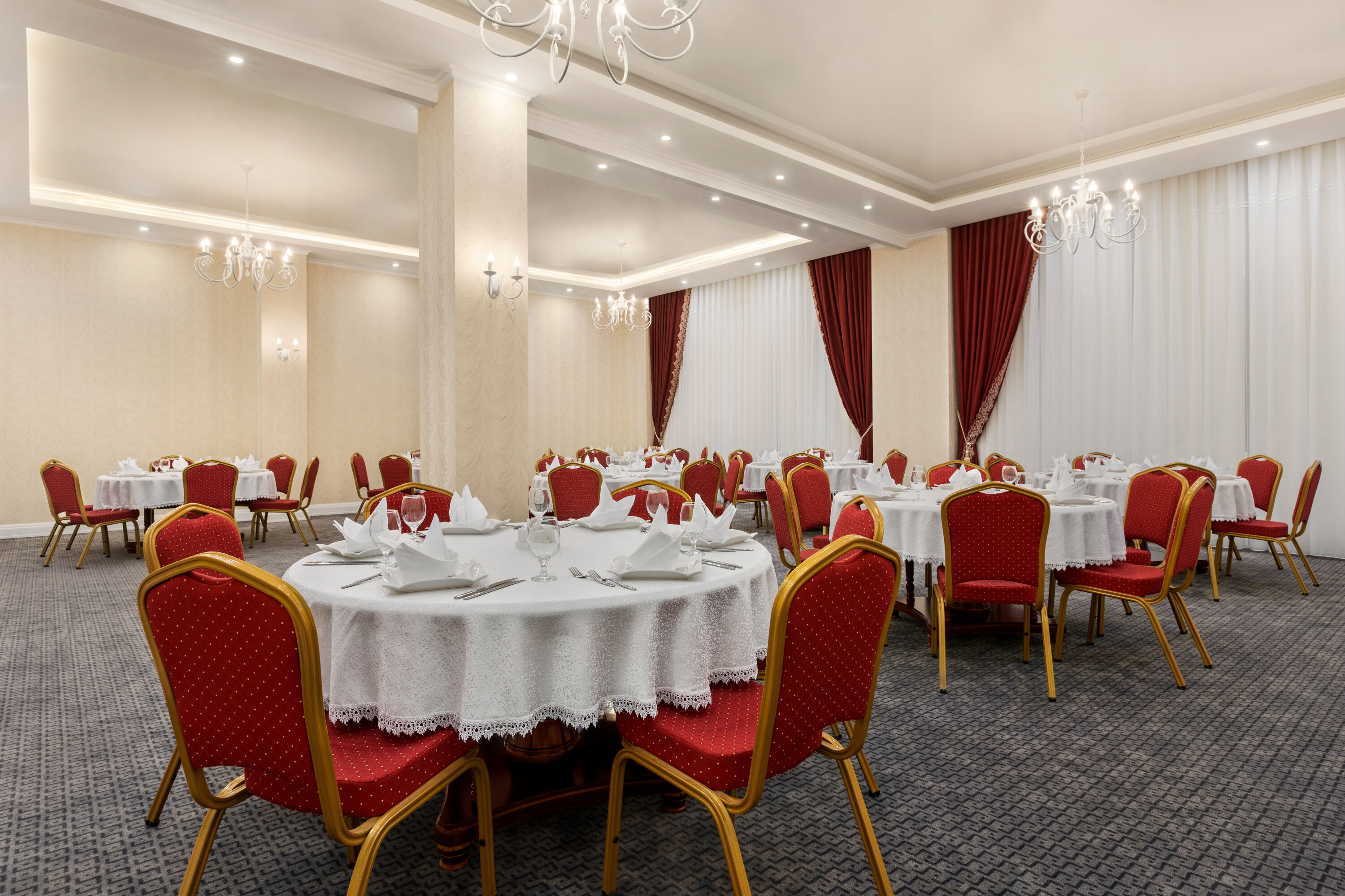 Meeting room banquet rounds at Ramada by Wyndham Shymkent in Shymkent, Other than US/Canada