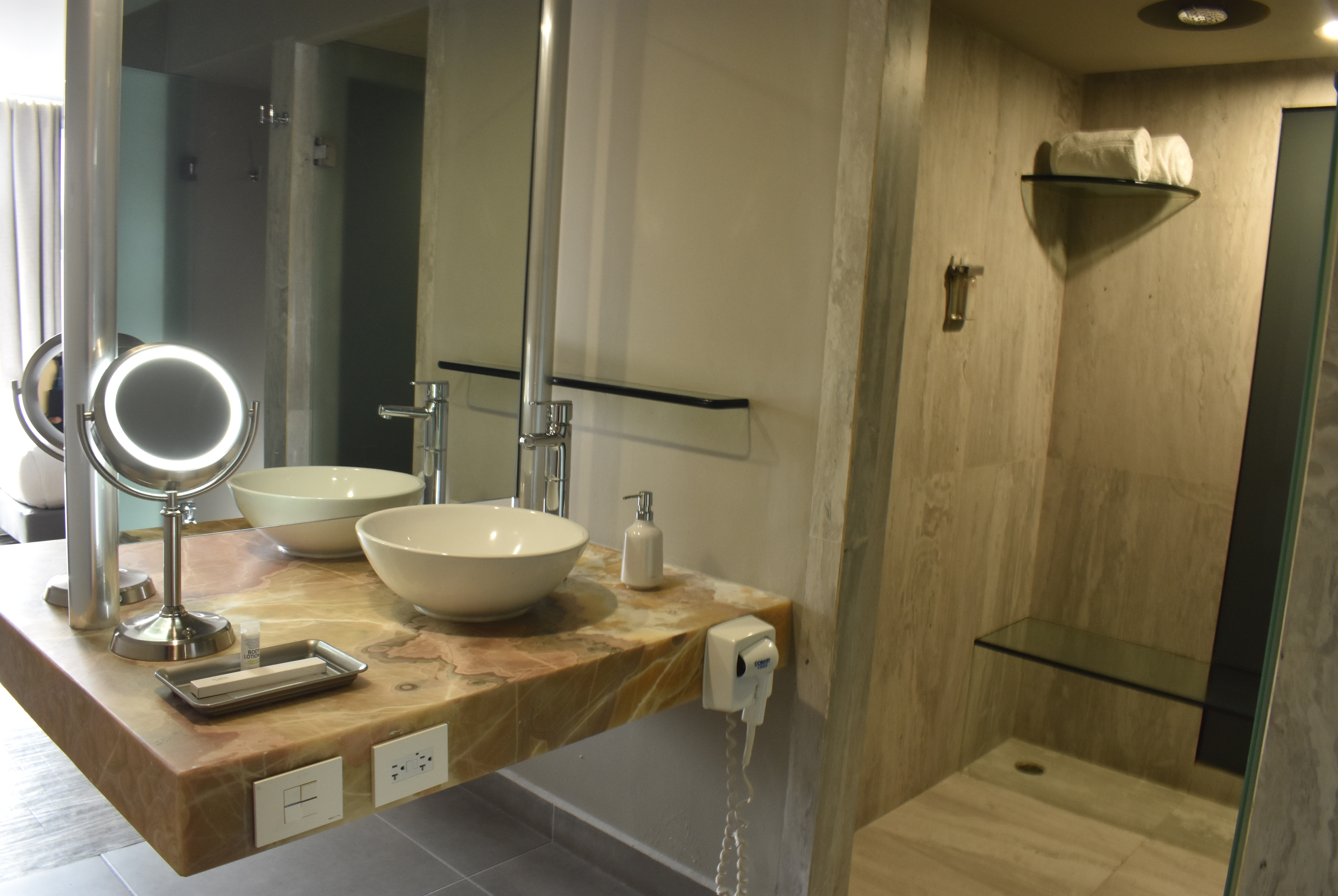 Guest room bath at the Ramada by Wyndham Mexico City Santa Fe in Mexico City, Other than US/Canada