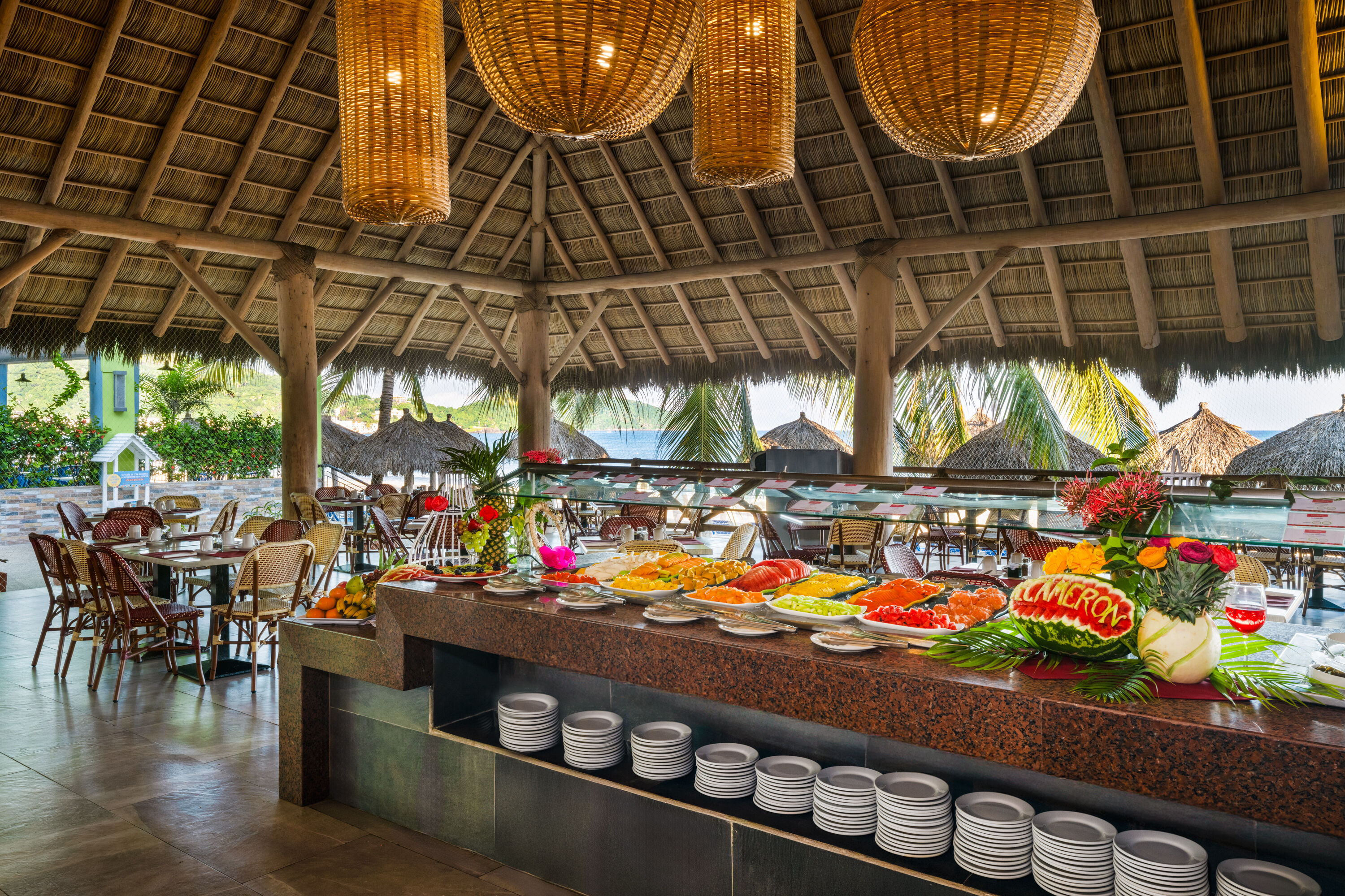 Decameron Isla Coral Guayabitos Ramada All Inclusive Resort restaurant buffet in Rincon de Guayabitos, Other than US/Canada