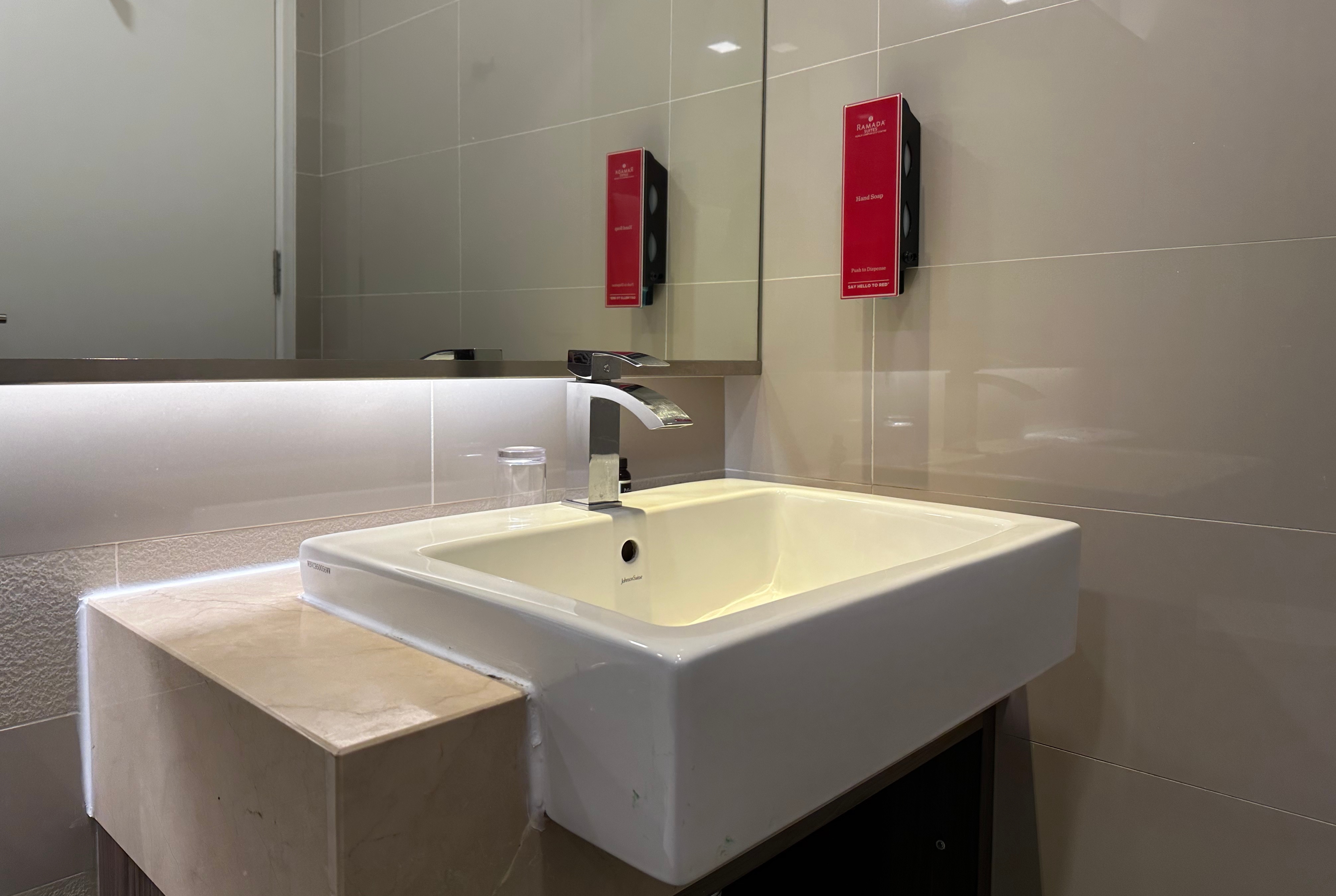 Guest room bath at the Ramada Suites by Wyndham Kuala Lumpur City Centre in Kuala Lumpur, Other than US/Canada