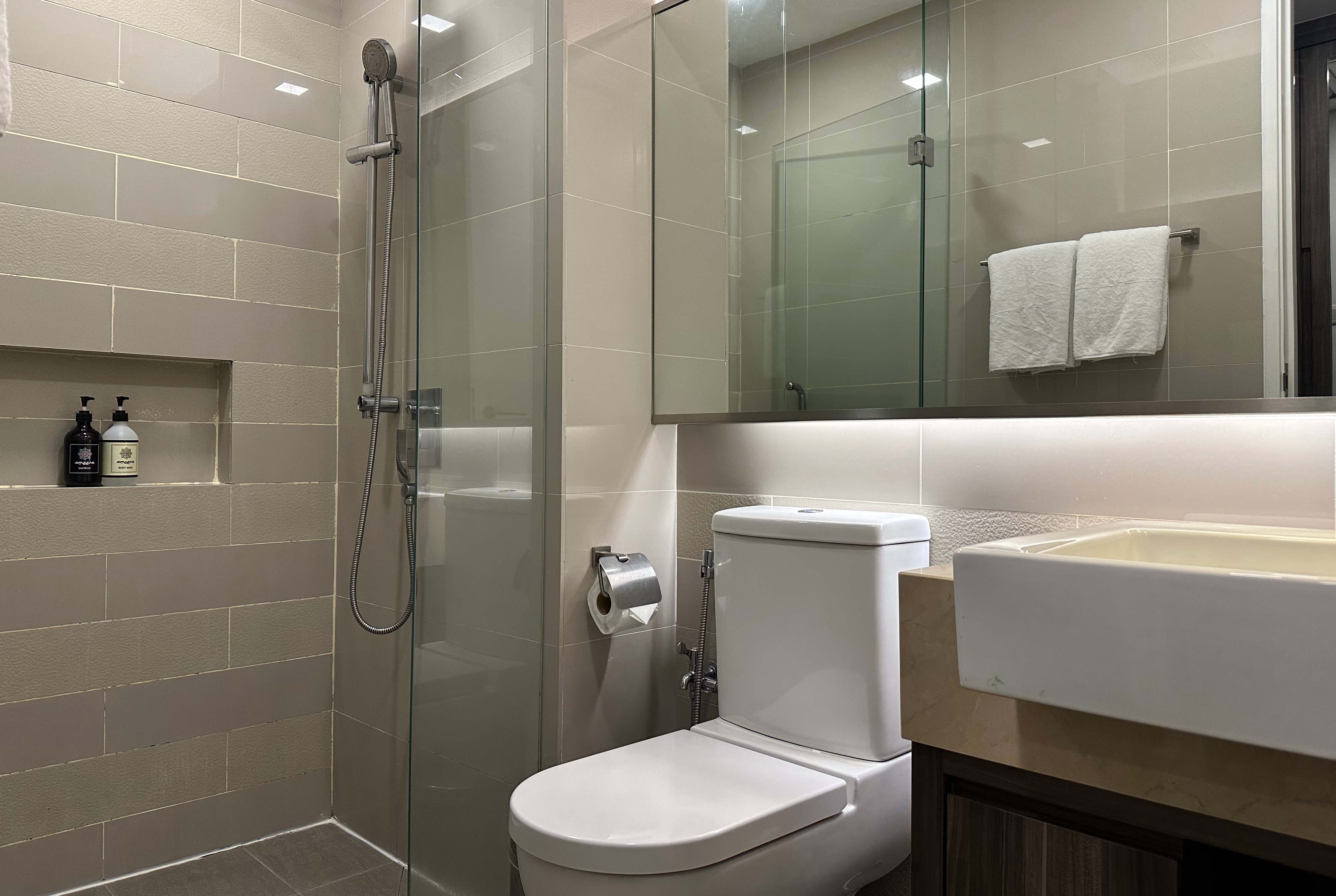 Guest room bath at the Ramada Suites by Wyndham Kuala Lumpur City Centre in Kuala Lumpur, Other than US/Canada