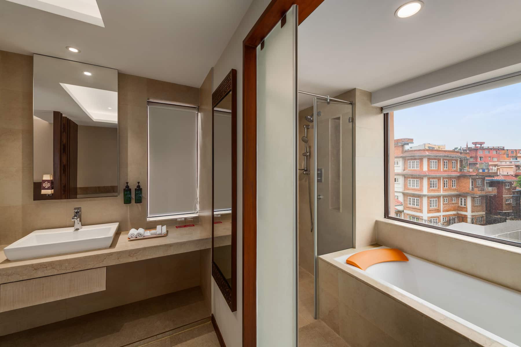 Guest room bath at the Ramada by Wyndham Kathmandu Dhumbarahi in Kathmandu, Other than US/Canada
