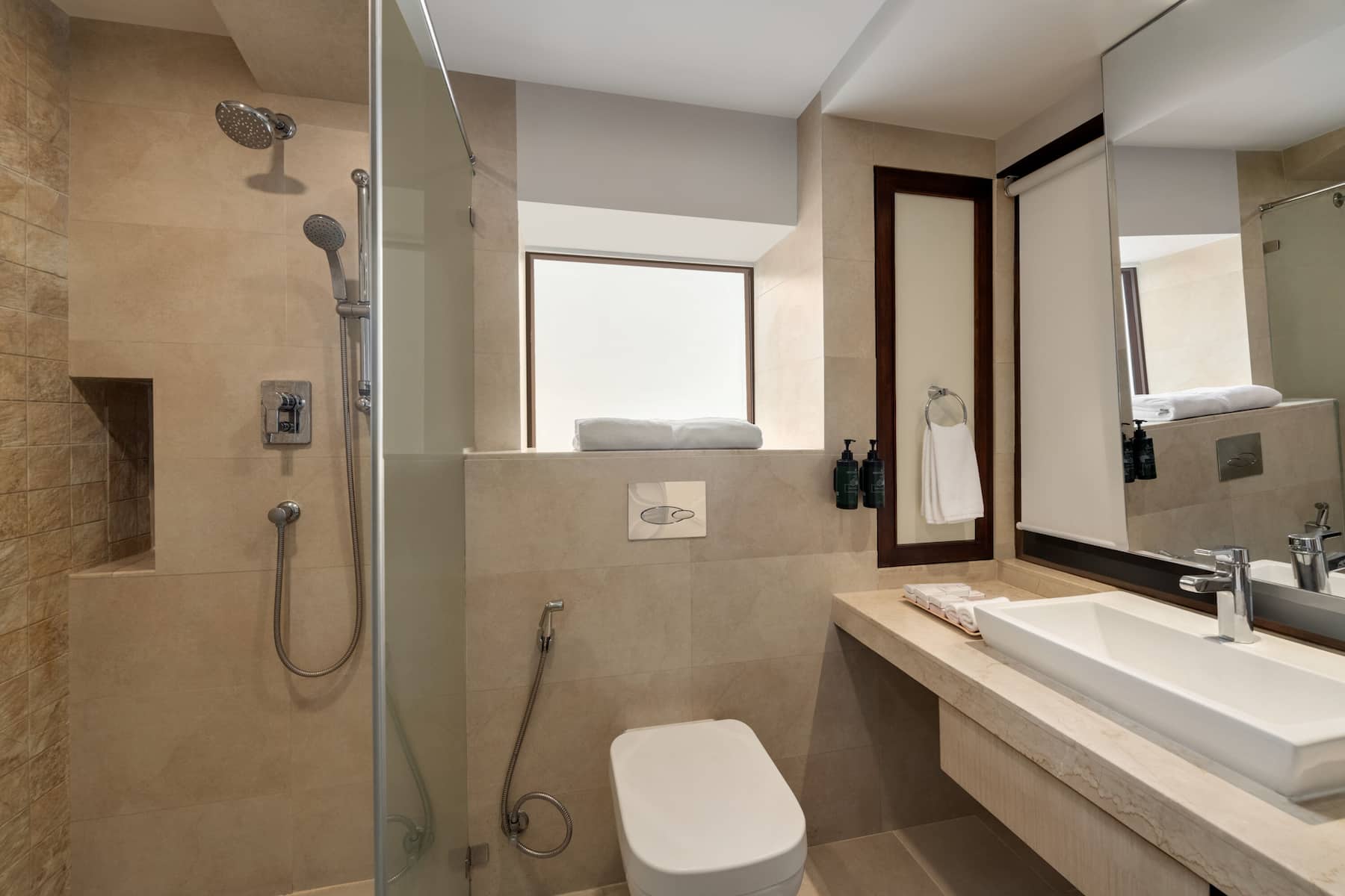 Guest room bath at the Ramada by Wyndham Kathmandu Dhumbarahi in Kathmandu, Other than US/Canada