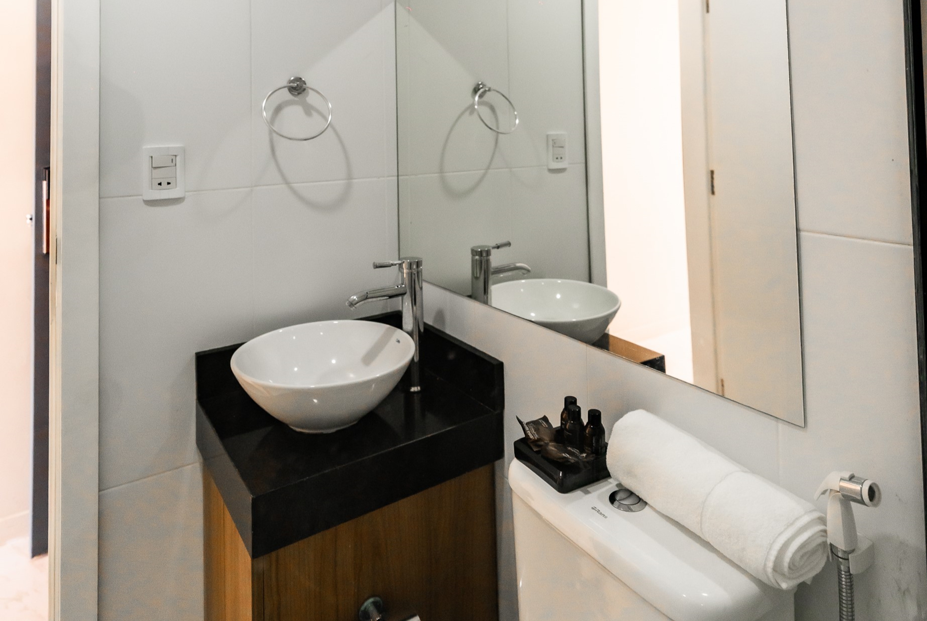 Guest room bath at the Ramada Suites by Wyndham Asuncion Aeropuerto in Mariano Roque Alonso, Other than US/Canada