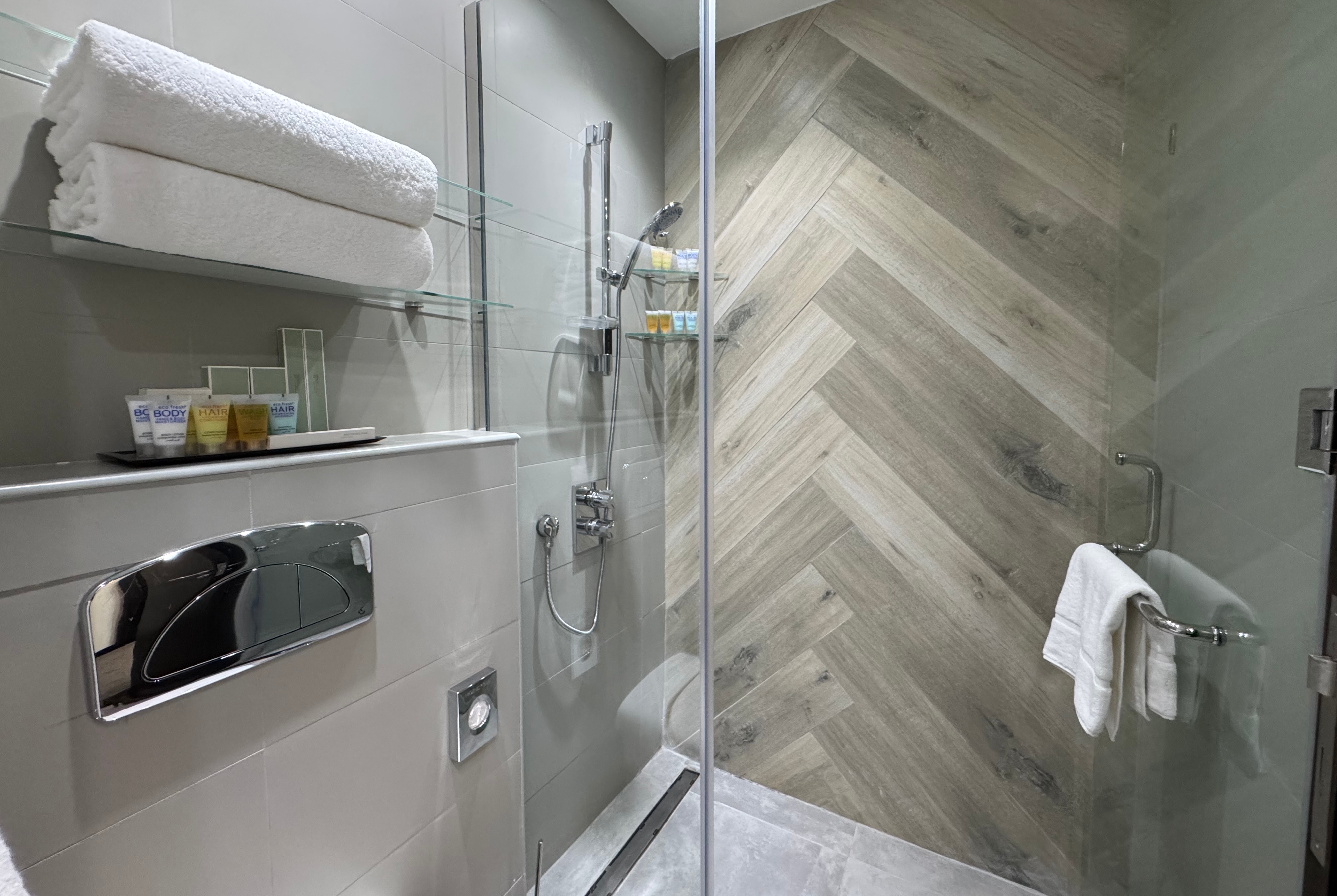 Guest room bath at the Ramada Encore by Wyndham Doha in Doha, Other than US/Canada