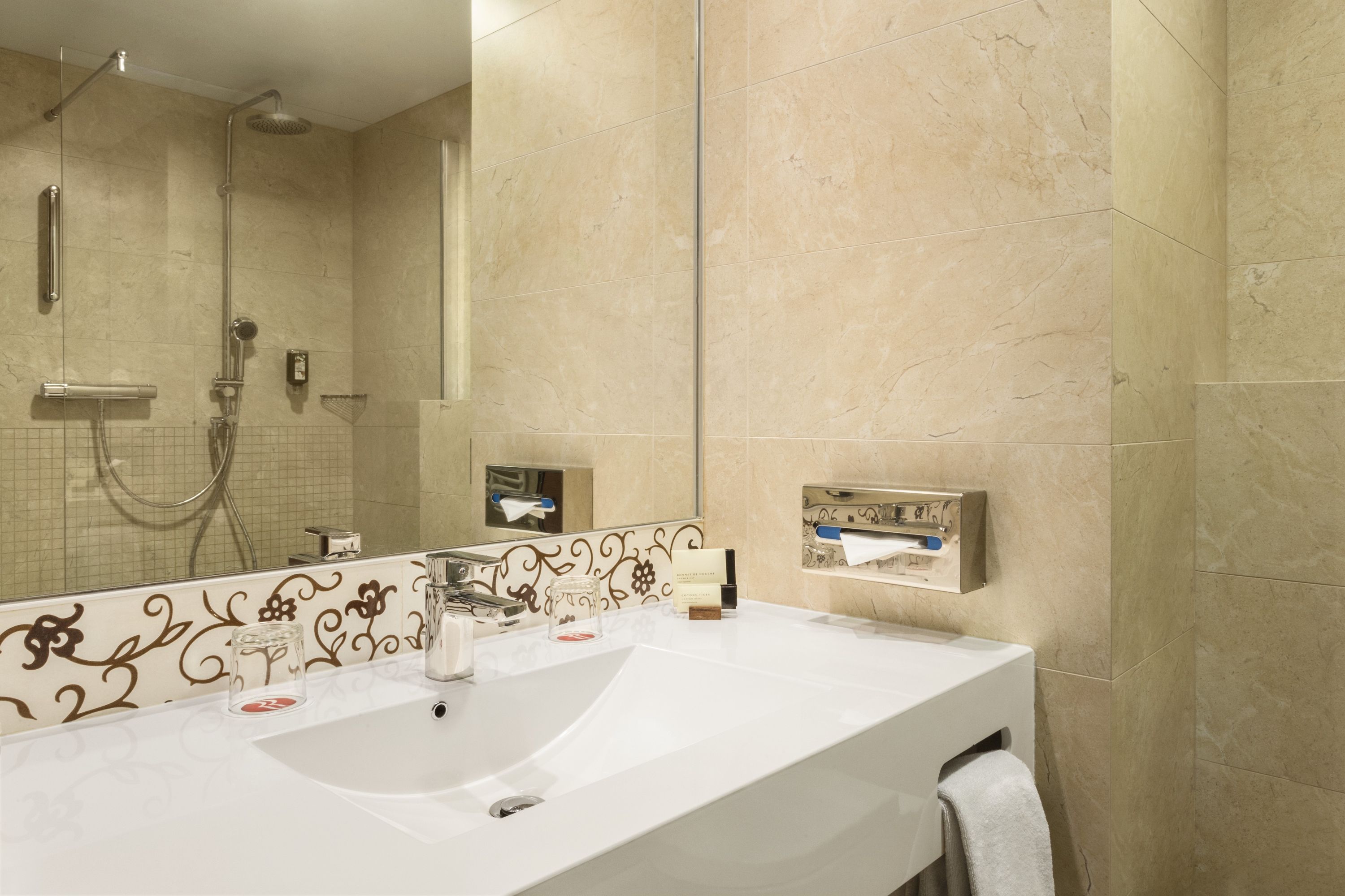 Guest room bath at the Ramada by Wyndham Oradea in Oradea, Other than US/Canada