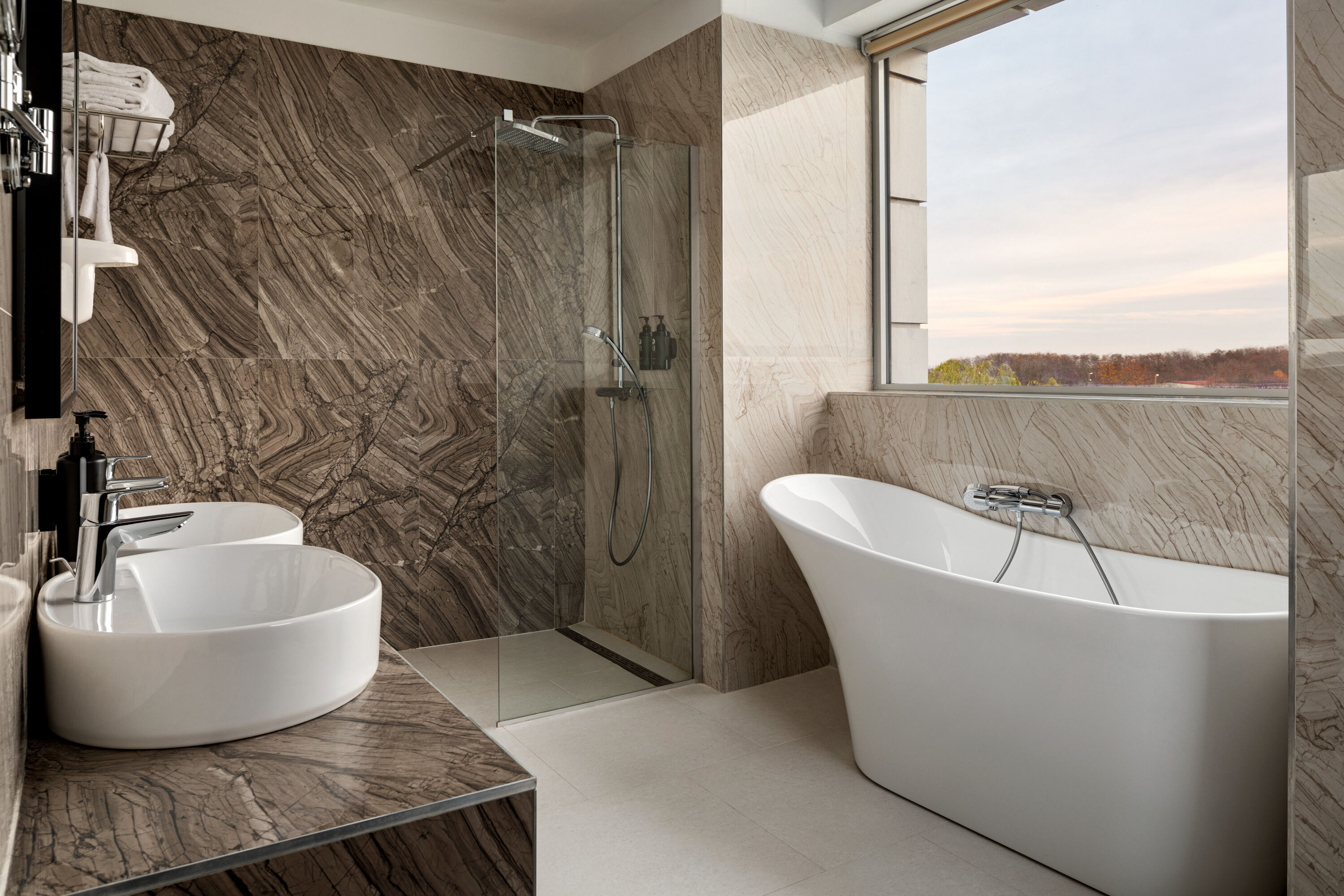 Guest room bath at the Ramada by Wyndham Bucharest Otopeni Airport in Otopeni, Other than US/Canada