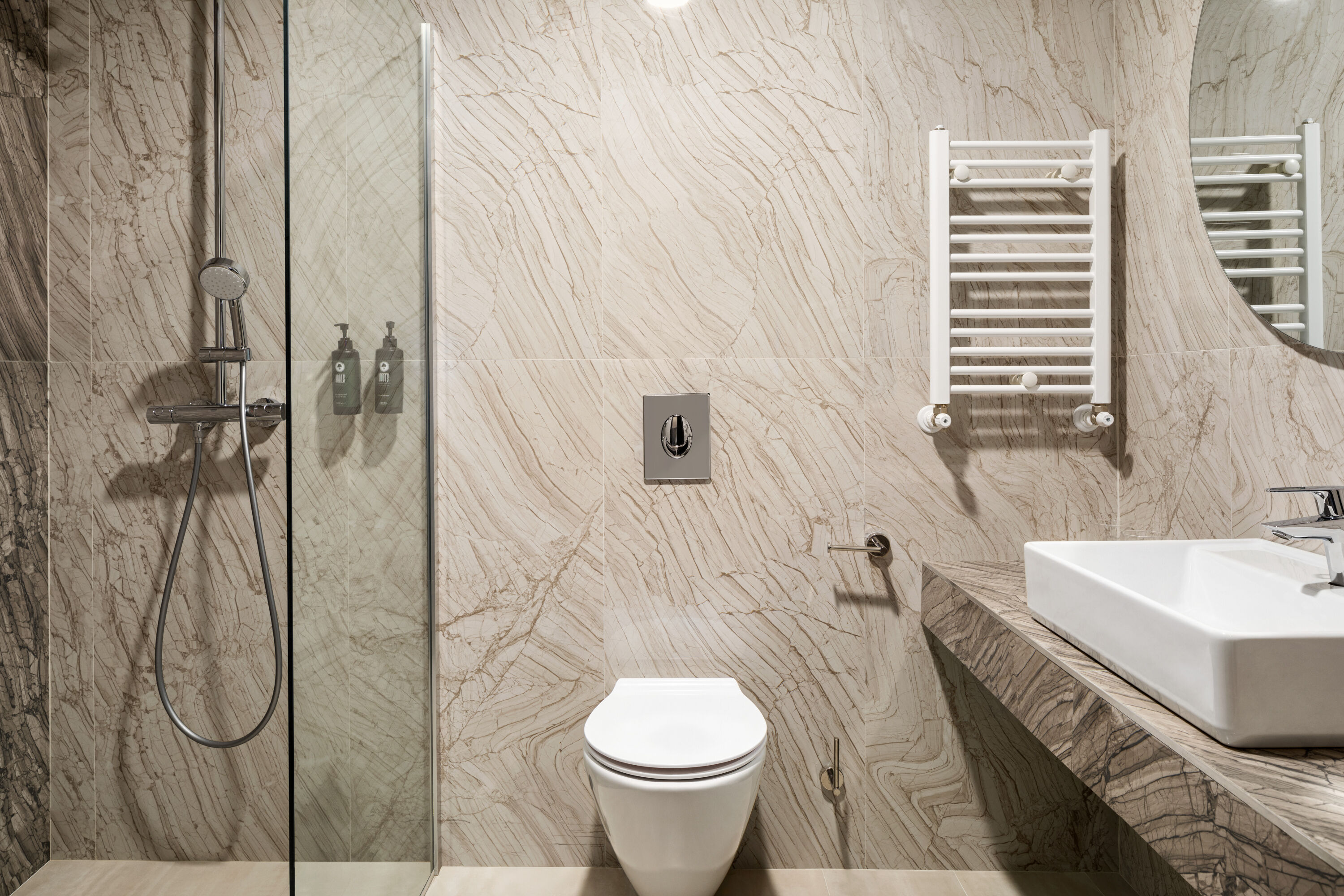 Guest room bath at the Ramada by Wyndham Bucharest Otopeni Airport in Otopeni, Other than US/Canada