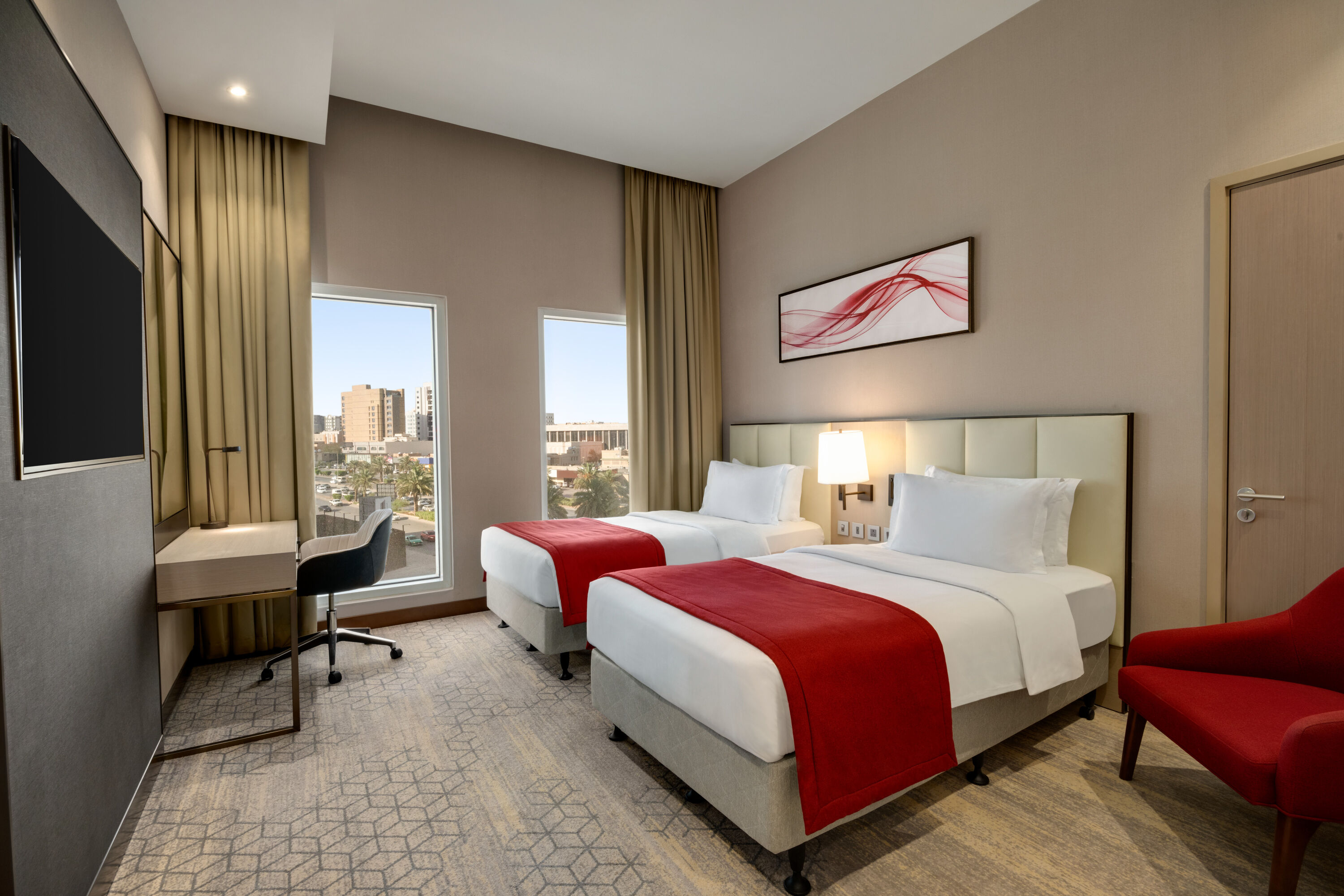 Guest room at the Ramada by Wyndham Riyadh King Fahd Road in Riyadh, Other than US/Canada