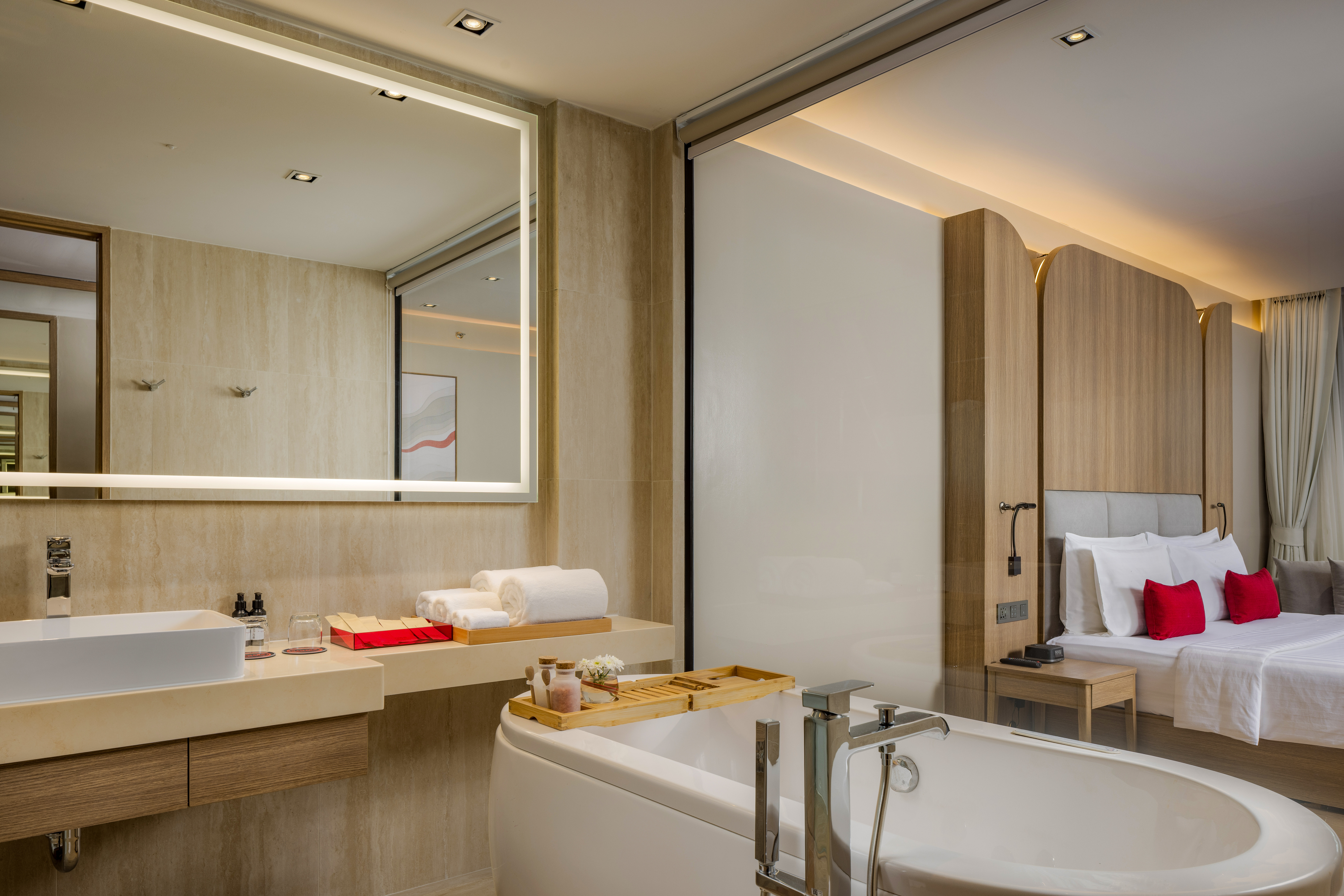 Guest room bath at the Ramada Resort by Wyndham Khao Lak in Phang Nga, Other than US/Canada
