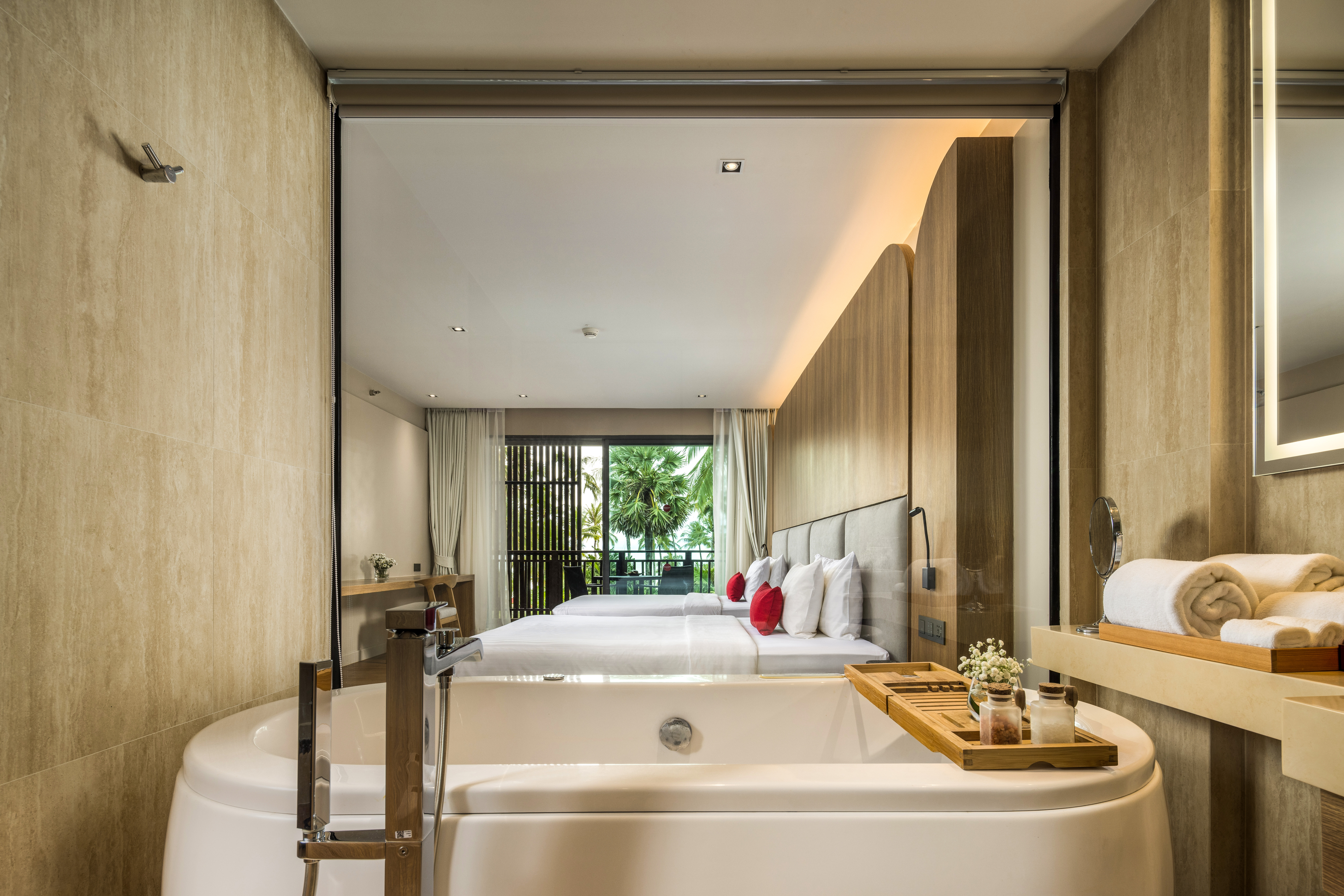 Guest room bath at the Ramada Resort by Wyndham Khao Lak in Phang Nga, Other than US/Canada