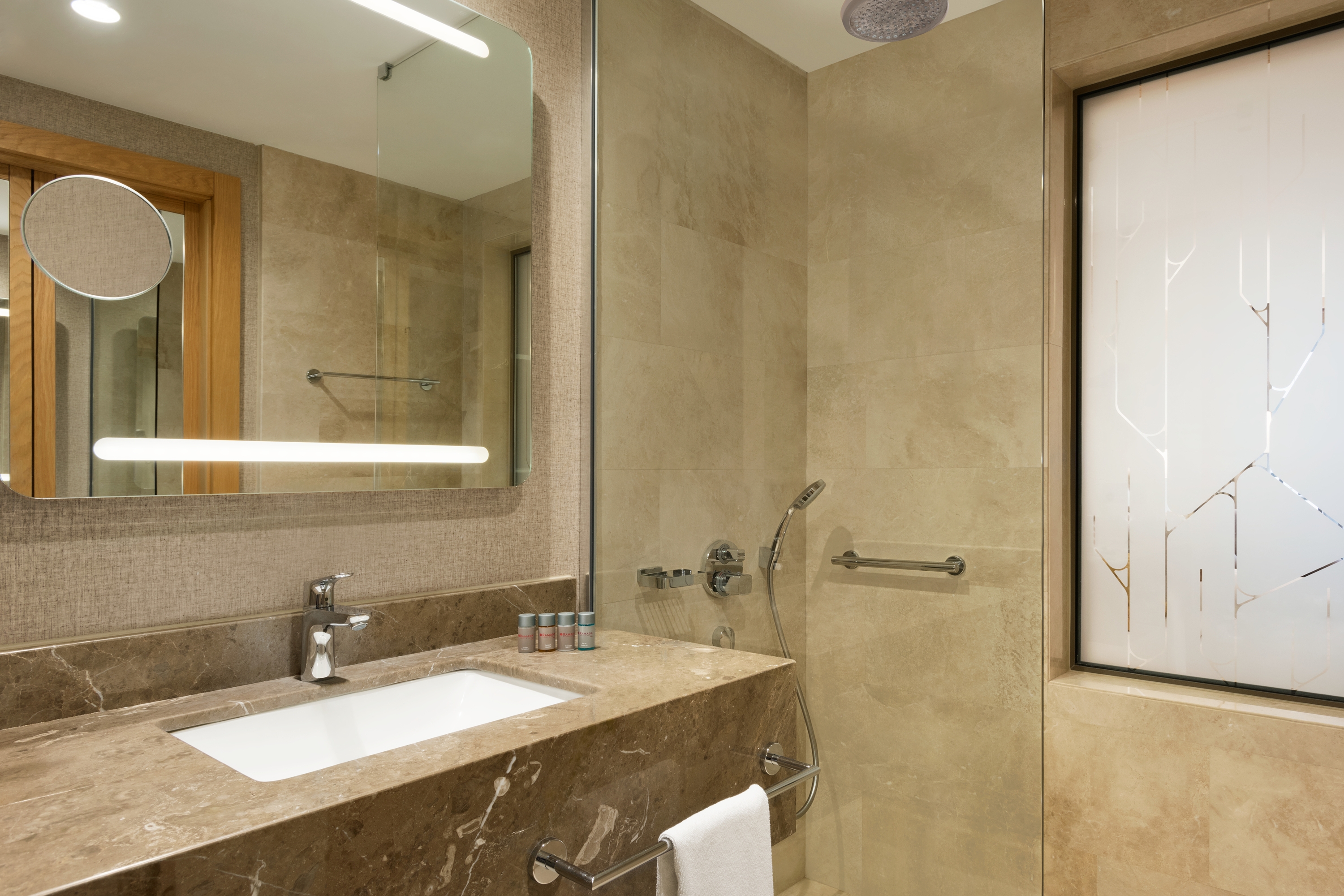 Guest room bath at the Ramada Hotel & Suites by Wyndham Adana in Adana, Other than US/Canada