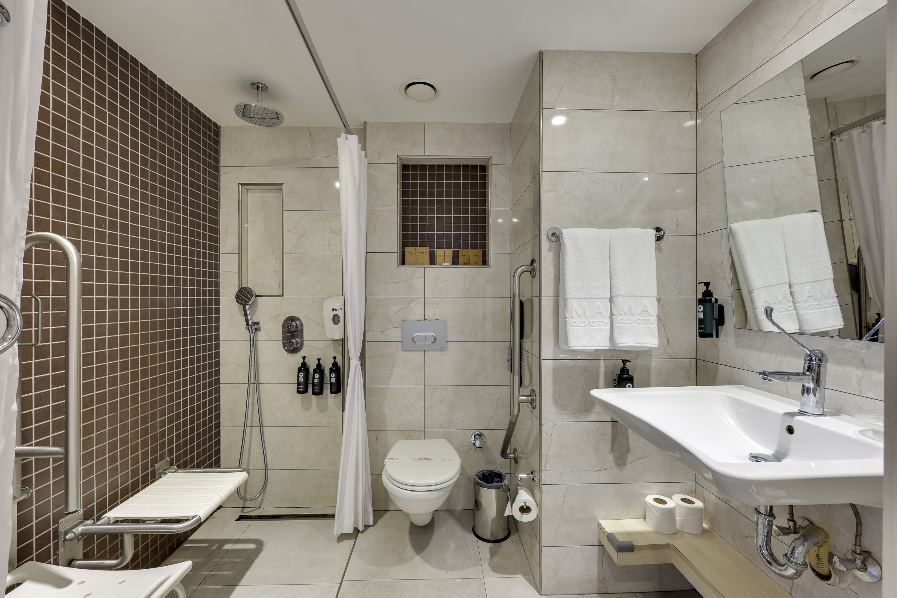 Guest room bath at the Ramada by Wyndham Istanbul Old City in Istanbul, Other than US/Canada