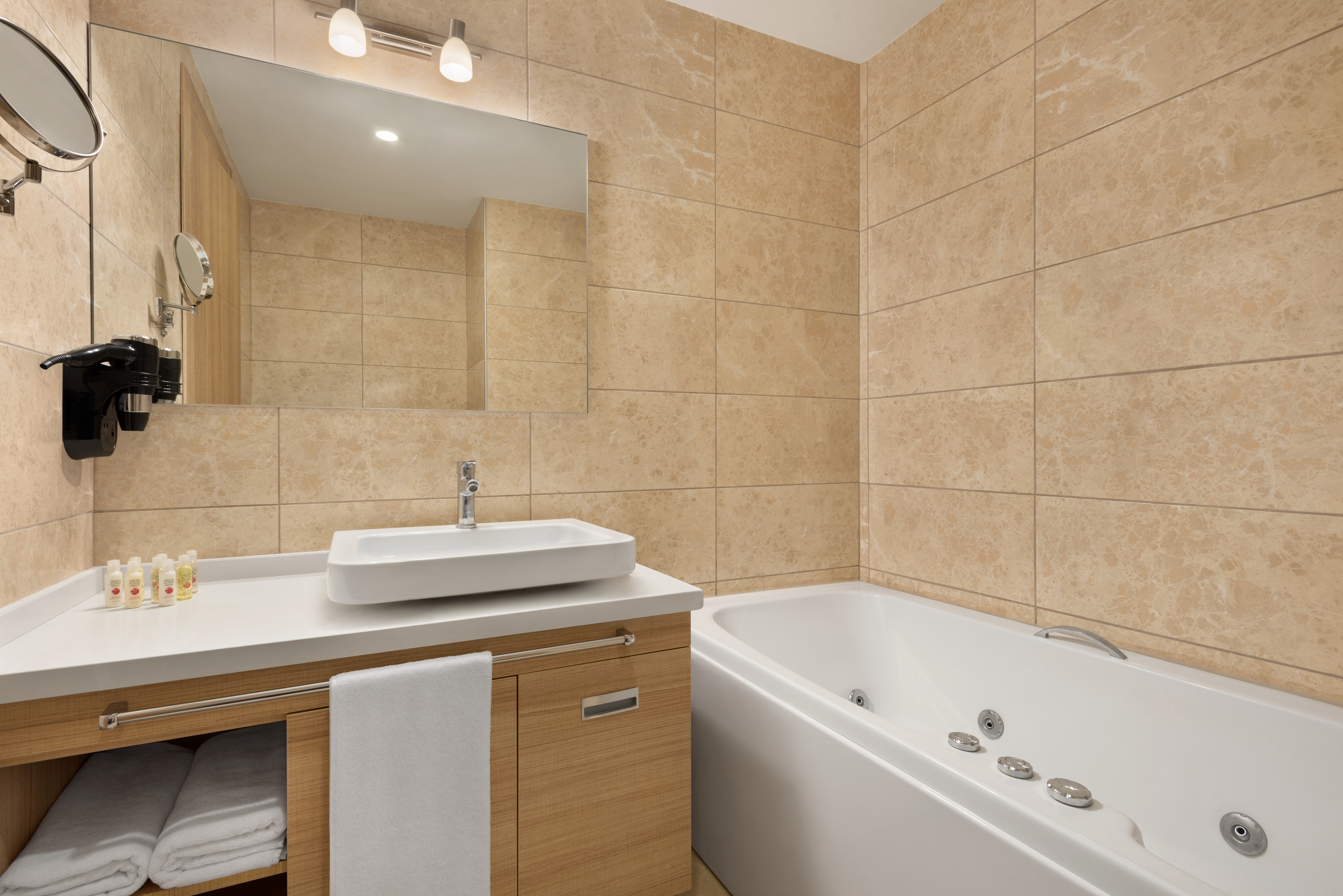 Guest room bath at the Ramada by Wyndham Istanbul Sile in Istanbul, Other than US/Canada