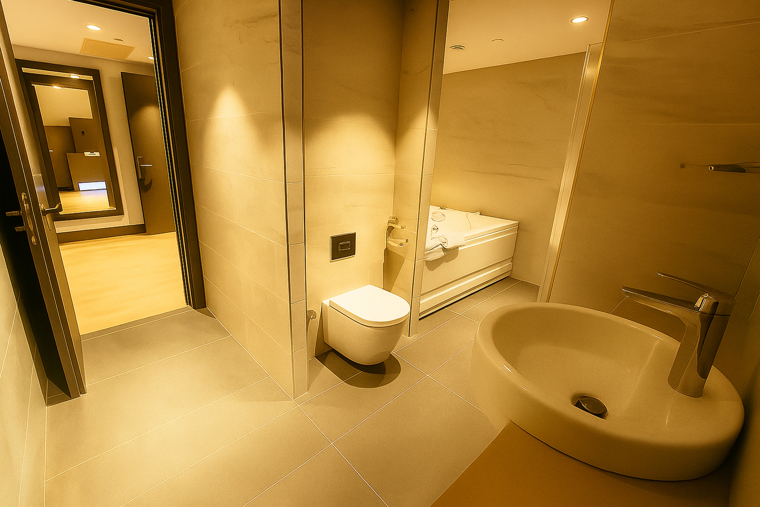 Guest room bath at the Ramada by Wyndham Arnavutkoy in Istanbul, Other than US/Canada