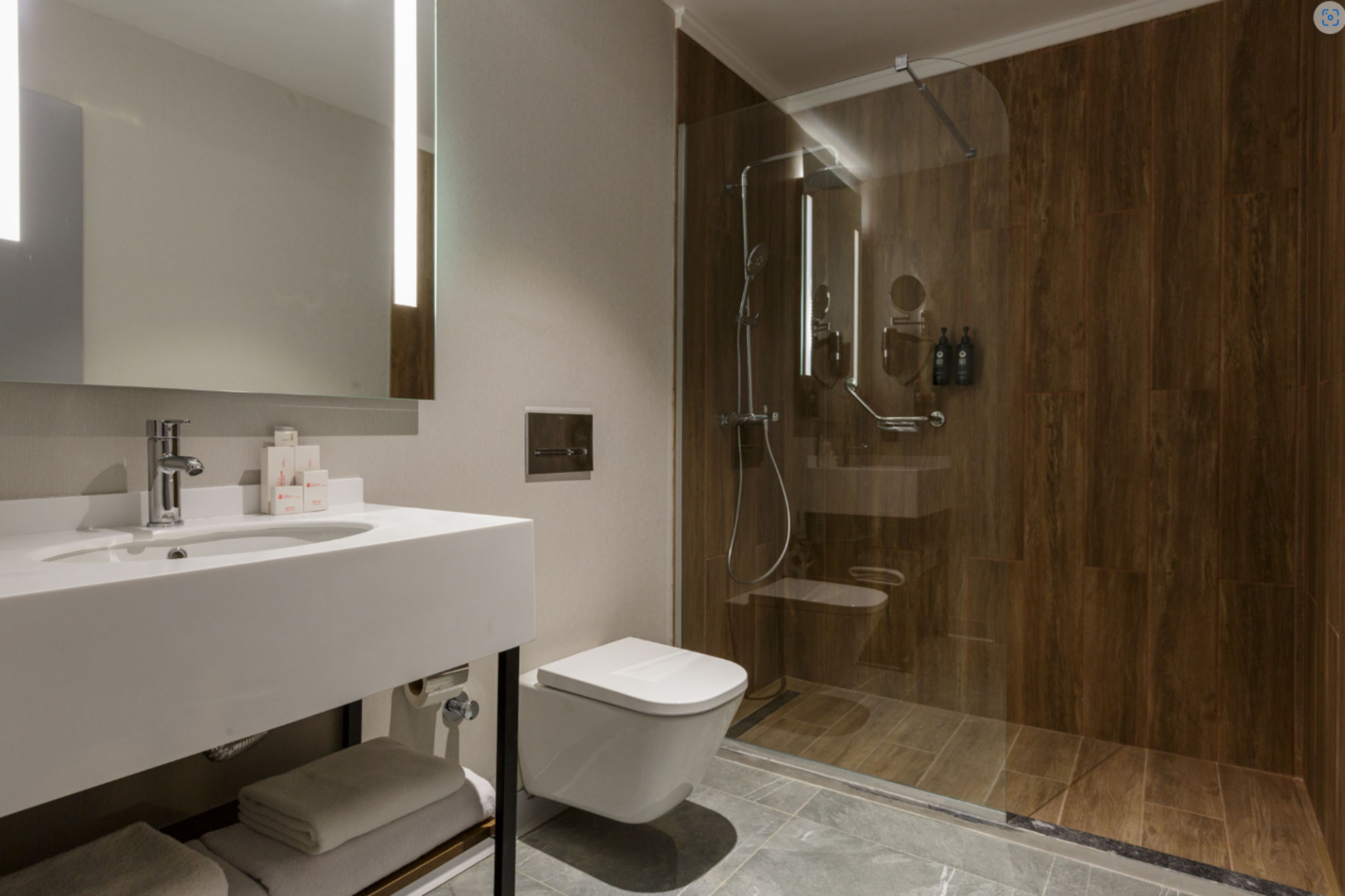 Guest room bath at the Ramada Encore by Wyndham Istanbul Arnavutkoy in Istanbul, Other than US/Canada