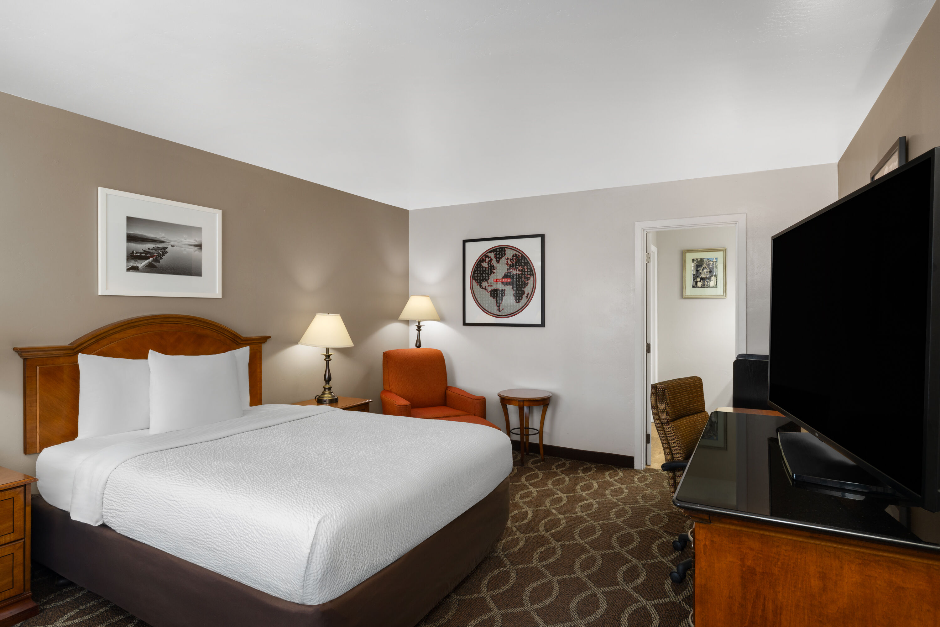 Guest room at the Ramada Bayside Inn & Suites Eureka in Eureka, California